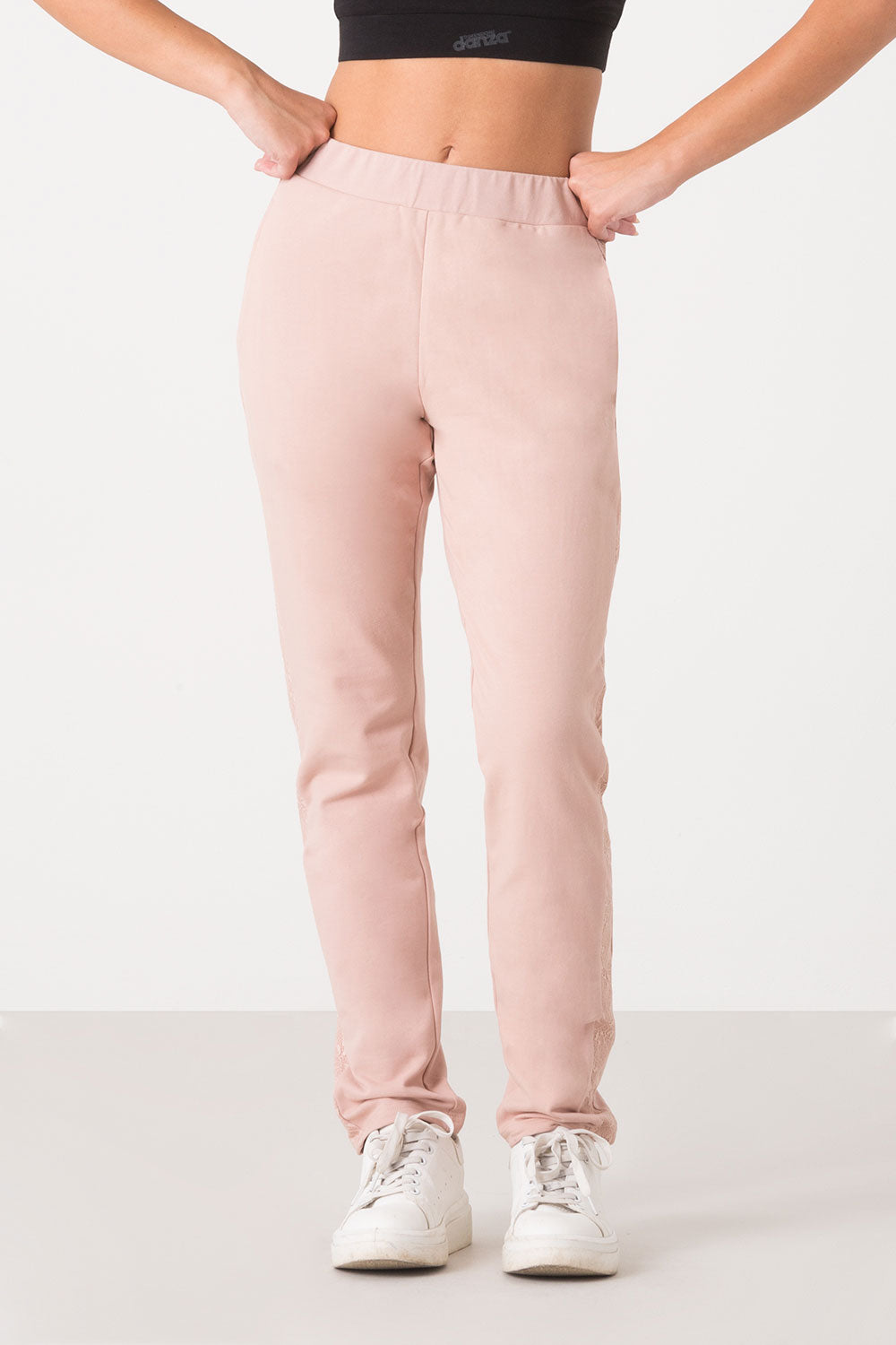 dimensione-danza-pantalone-felpa-stretch-brushed-con-pizzo-pantalone-donna image 1