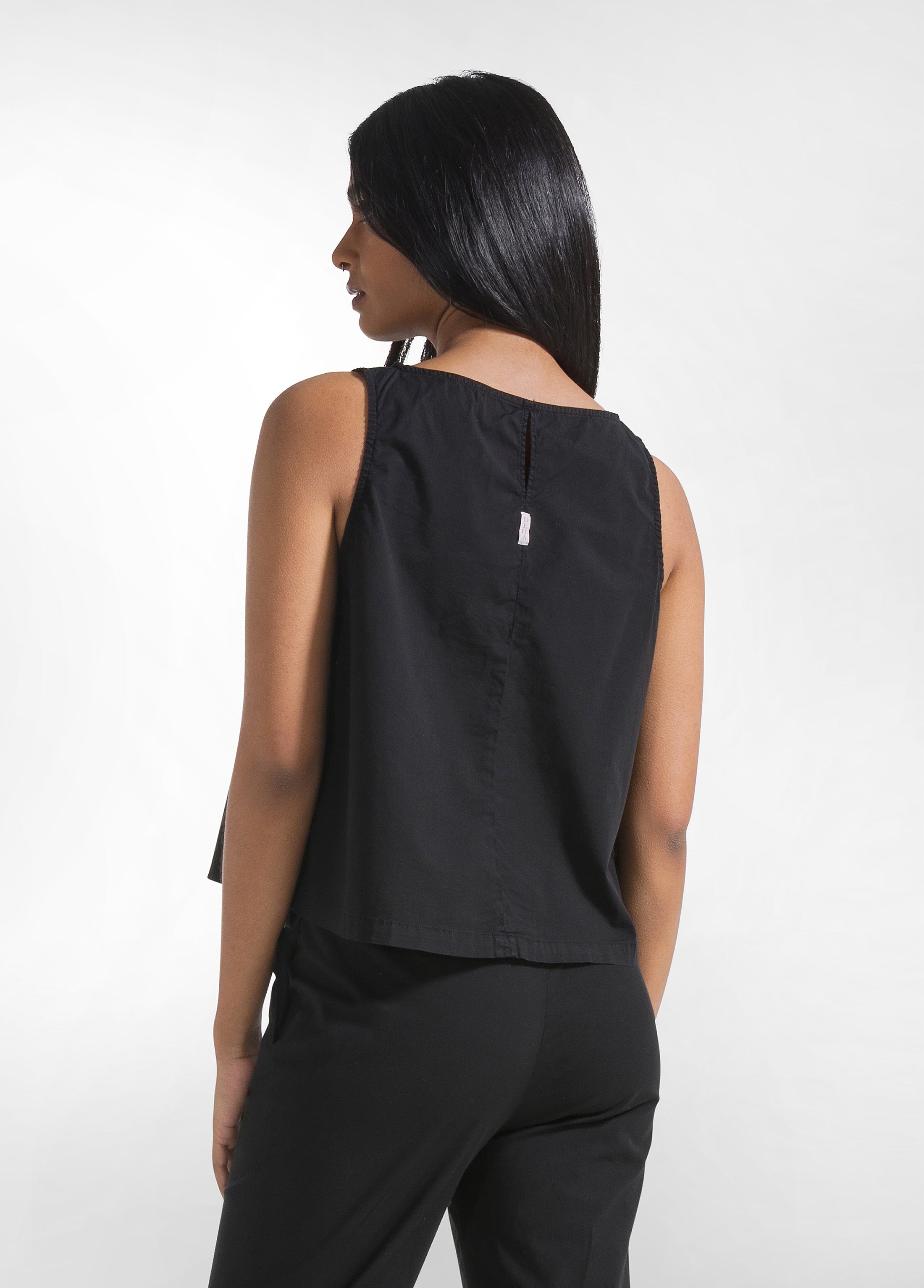deha-completo-top-pantaloni-dritti-in-popline-elasticizzato-nero-donna image 2