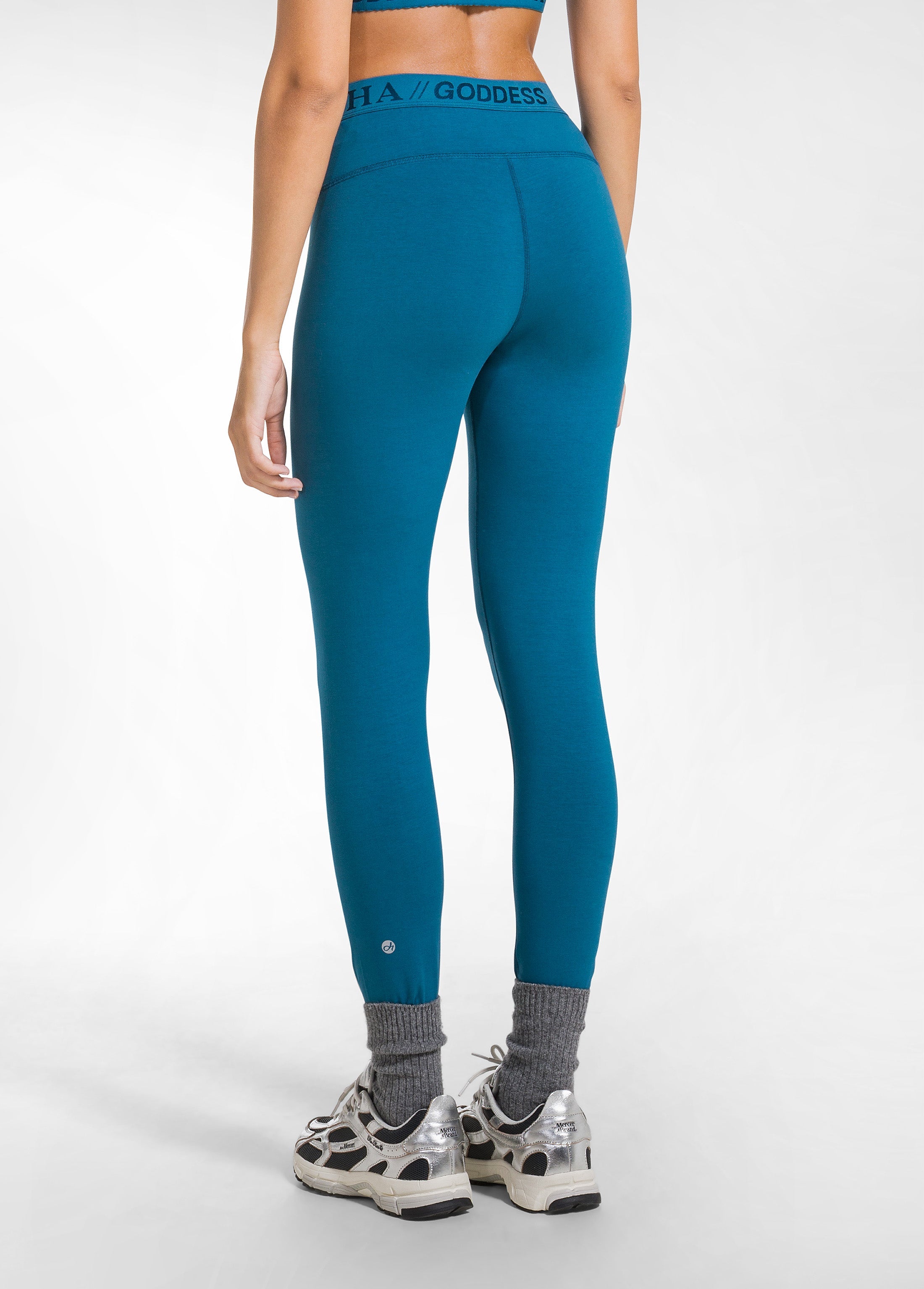 deha-leggings-in-jersey-stretch-con-logo-verde-leggings-gym-donna image 3