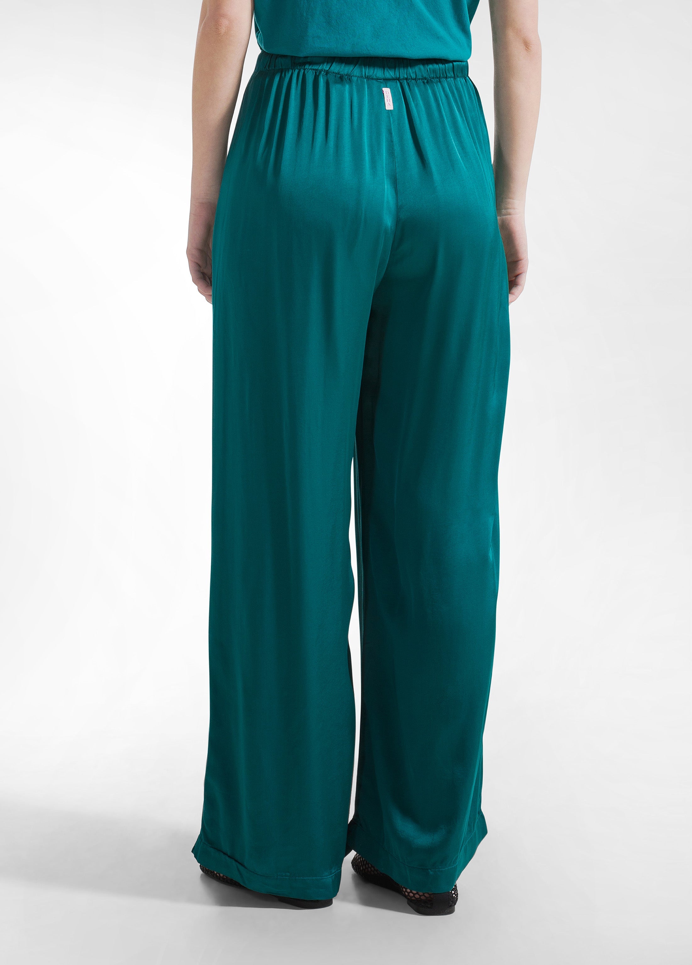 deha-d42445-pantaloni-palazzo-in-satin-verde image 3