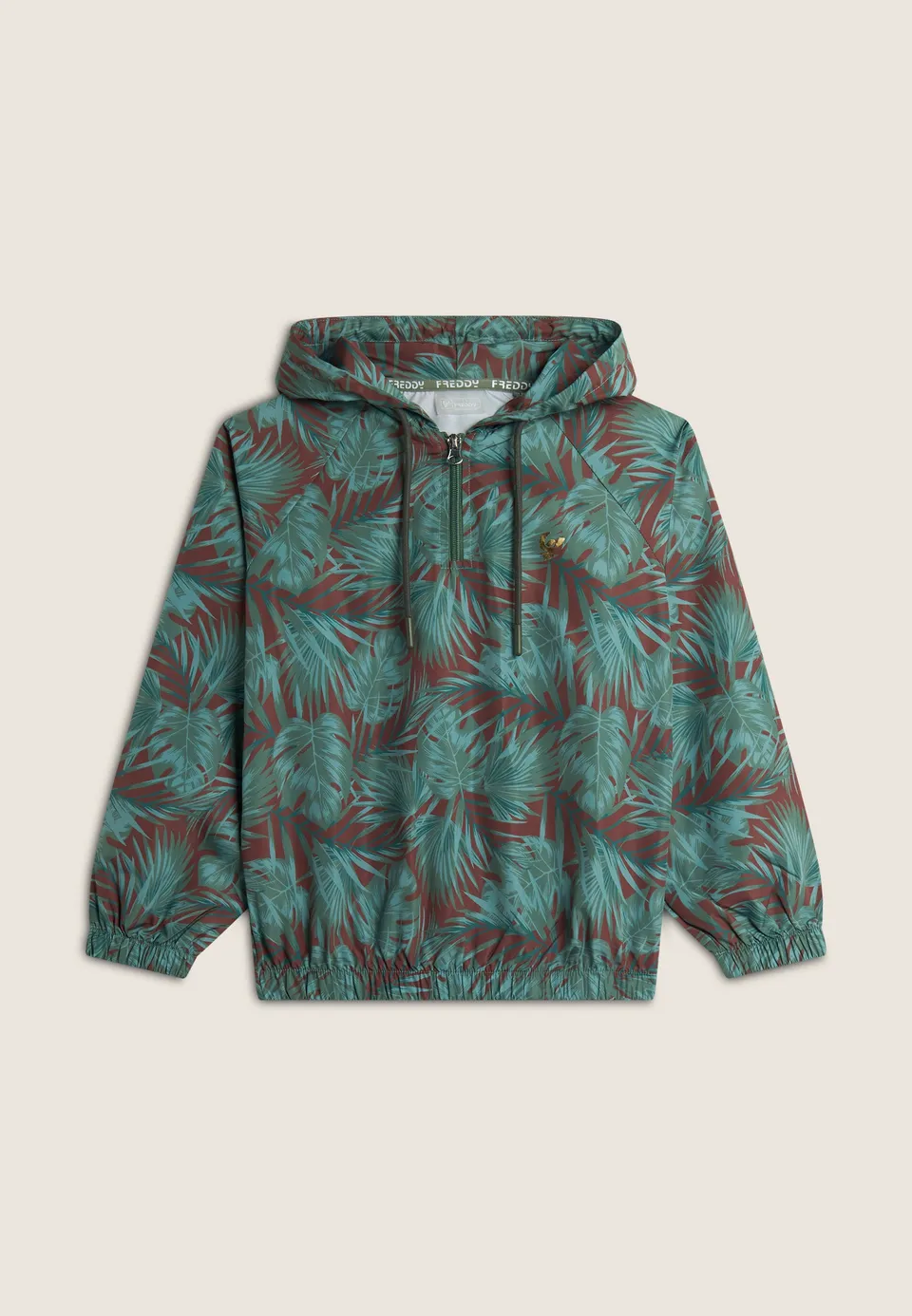 freddy-giacca-soft-shell-bambina-fantasia-tropicale-con-cappuccio-mezza-zip image 1