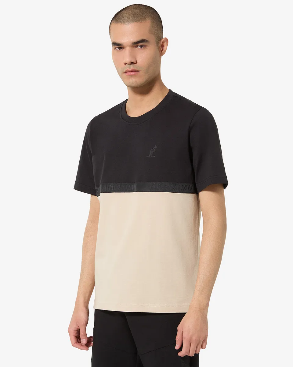 australian-color-block-t-shirt-lsuts0018-t-shirt-cotone-sabbia-regular-fit image 1