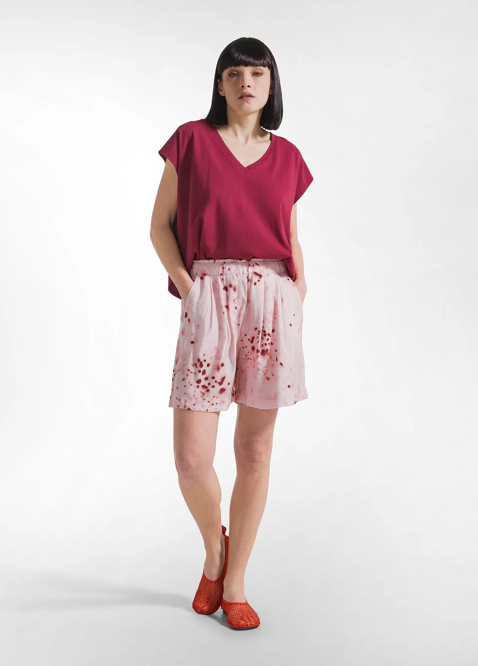 deha-shorts-in-viscosa-effetto-stropicciato-rosa image 1