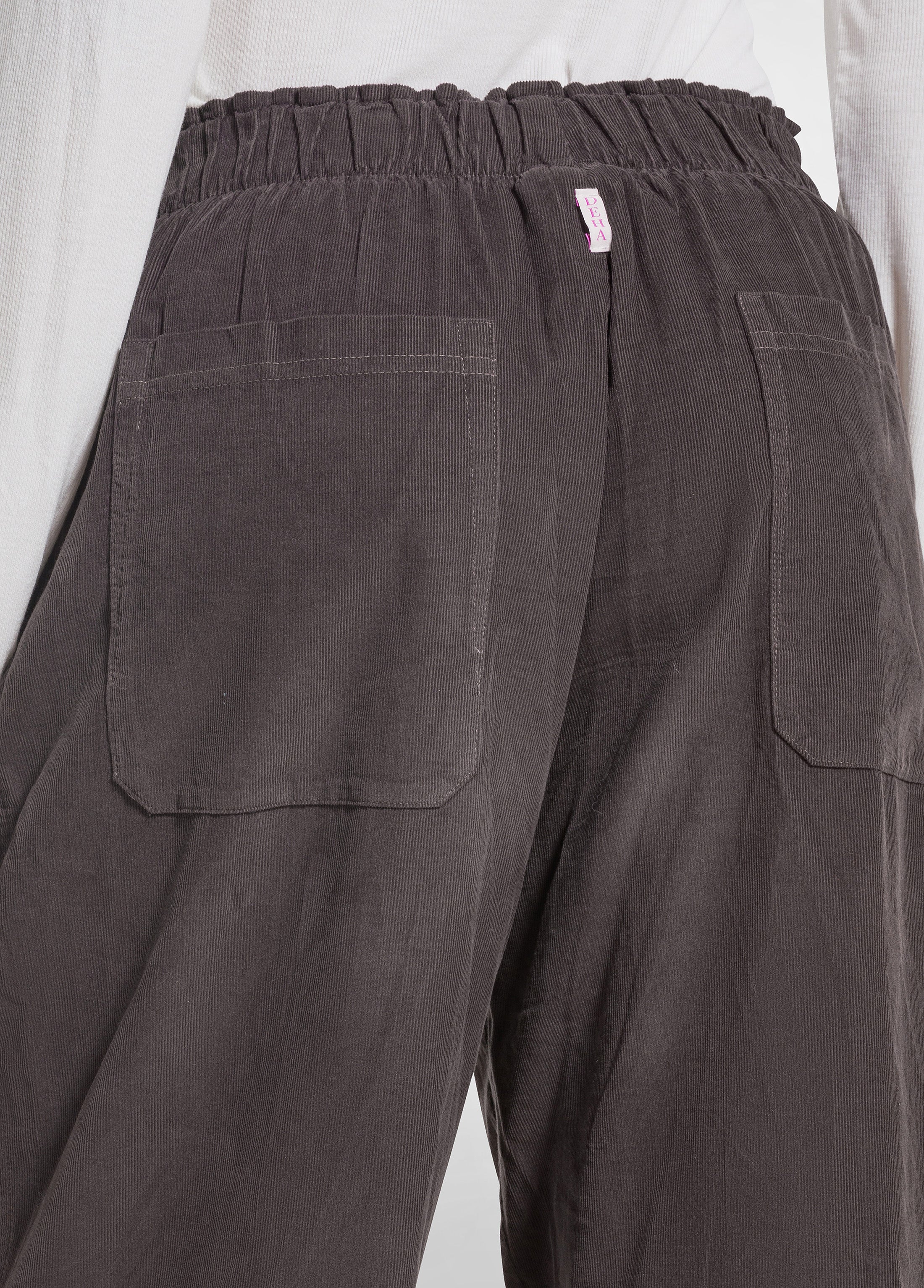 deha-pantalone-balloon-in-velluto-mille-righe-marrone-d52357 image 4