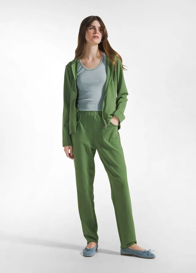 deha-pantalone-slim-fit-in-felpa-leggera-verde image 1