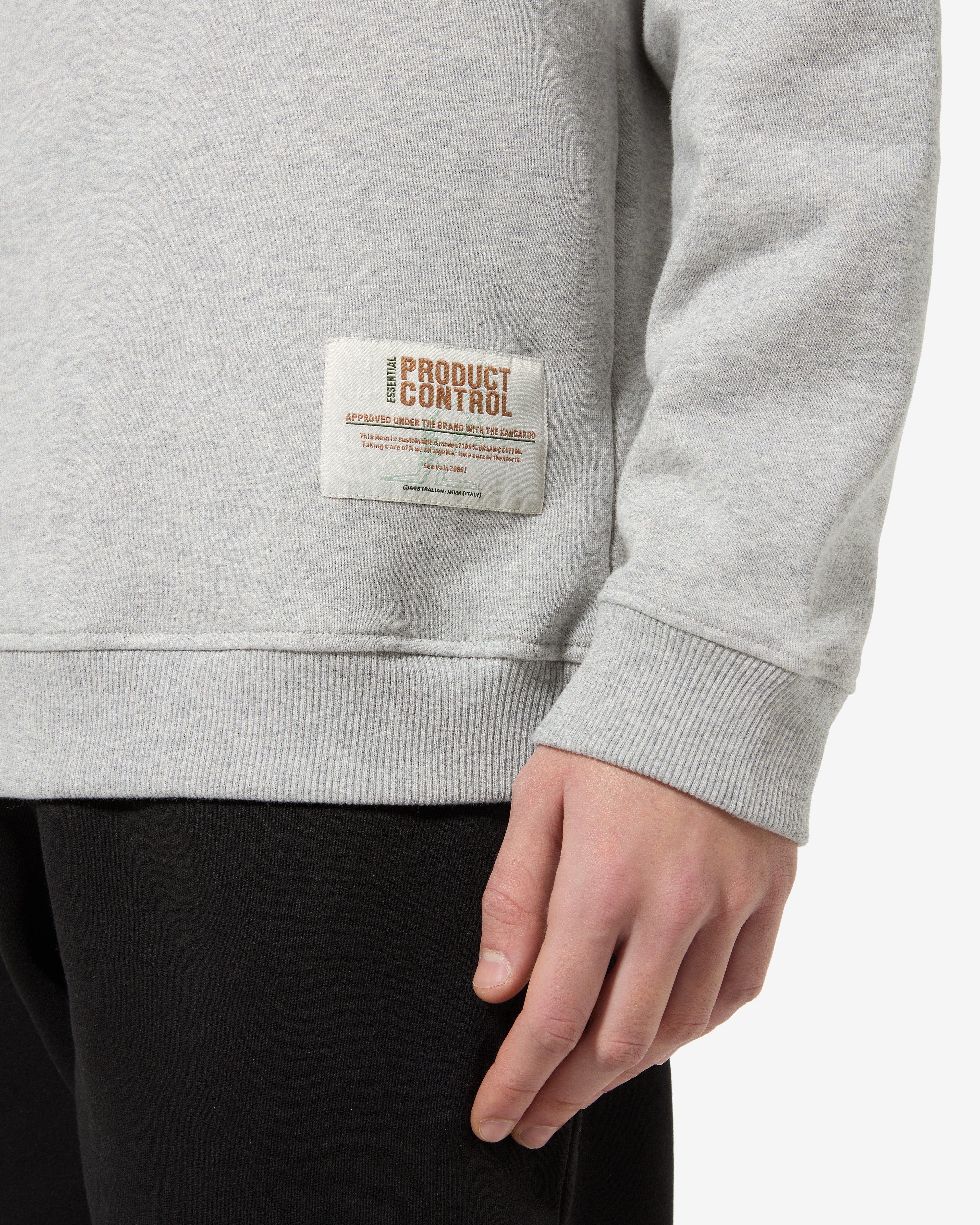 australian-essential-crewneck-felpa-girocollo-in-cotone-organica-grigio-melange image 4