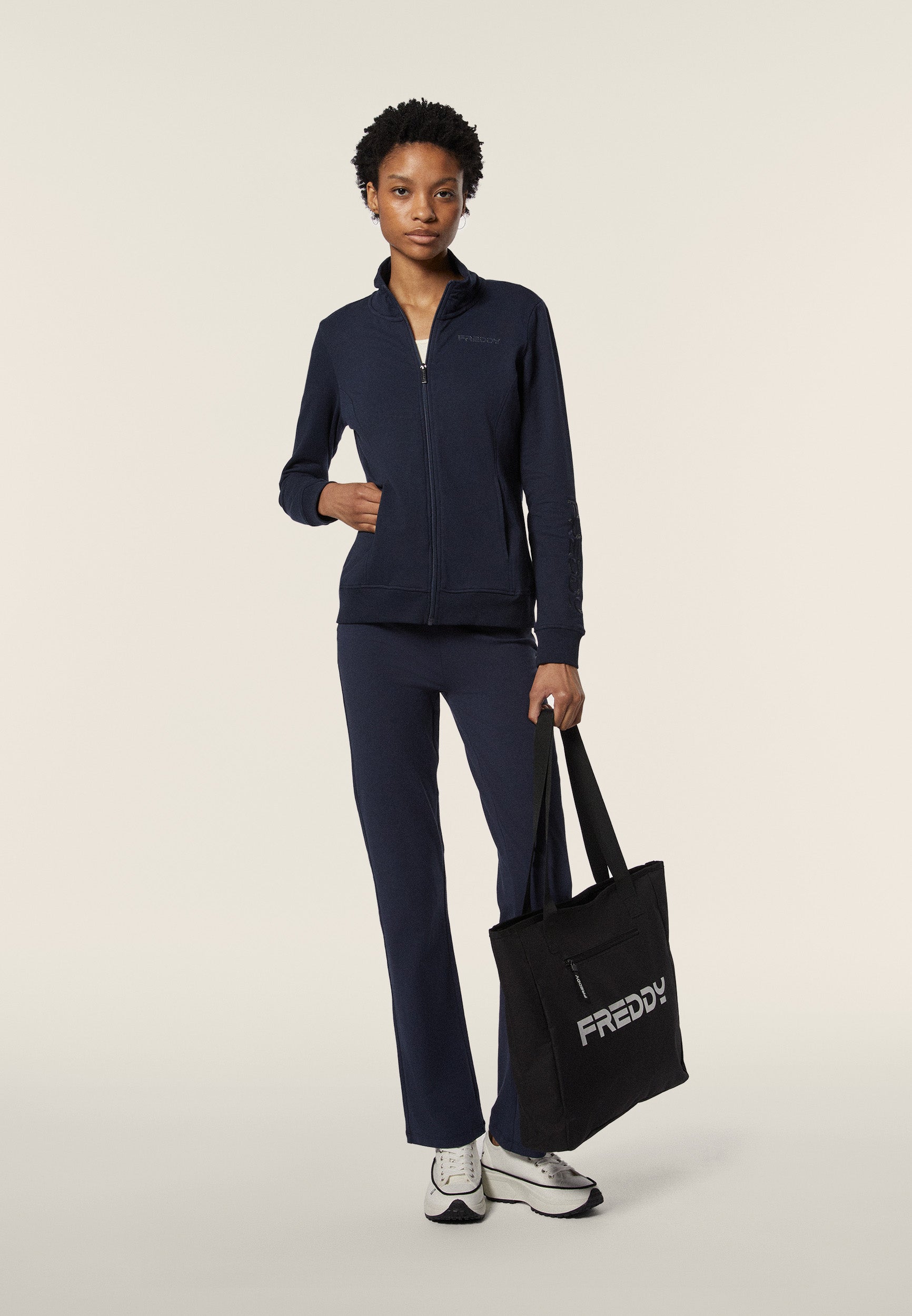 freddy-felpa-donna-zip-collo-alto-regular-fit-con-logo-ricamato image 2