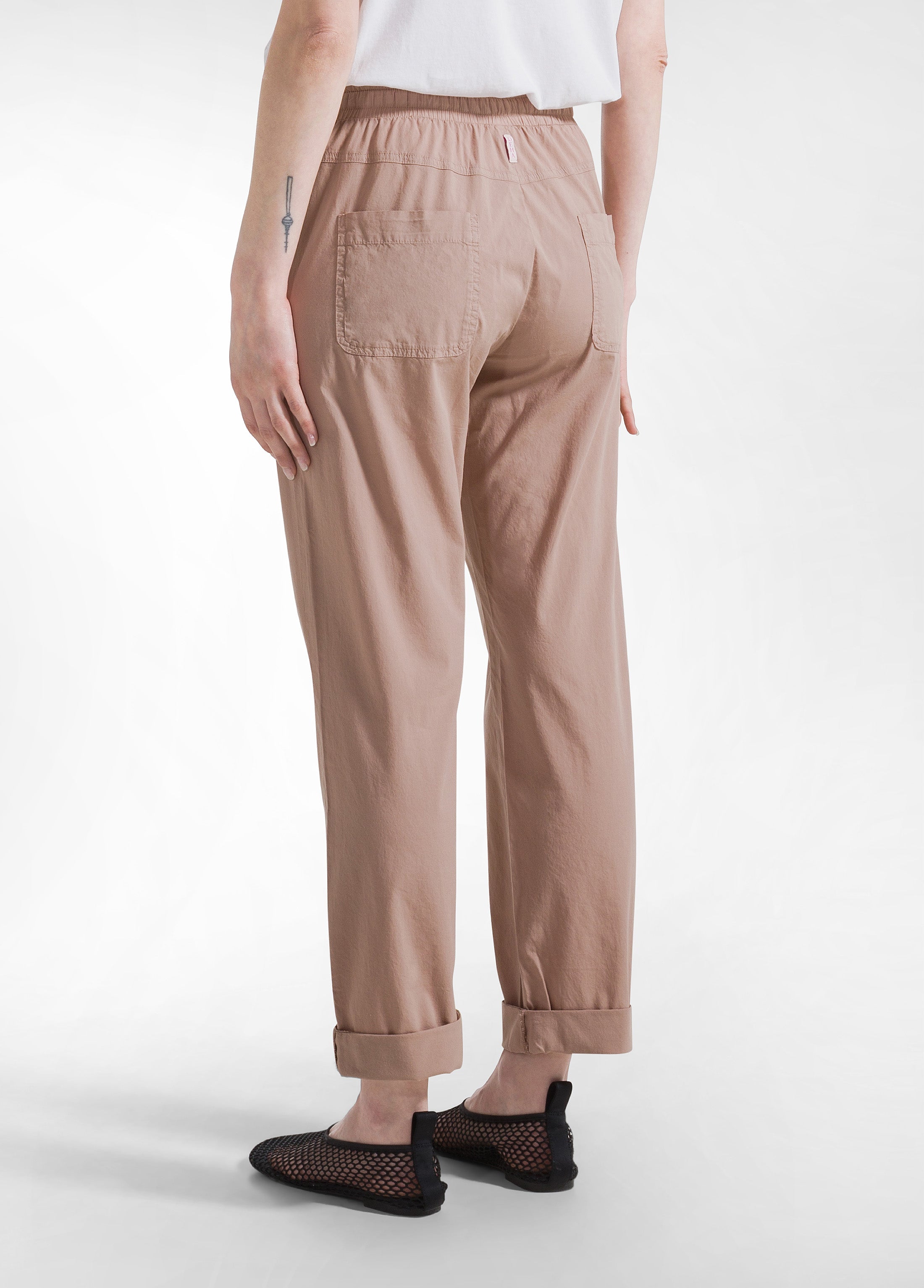deha-pantaloni-dritti-in-popline-elasticizzato-marrone image 3
