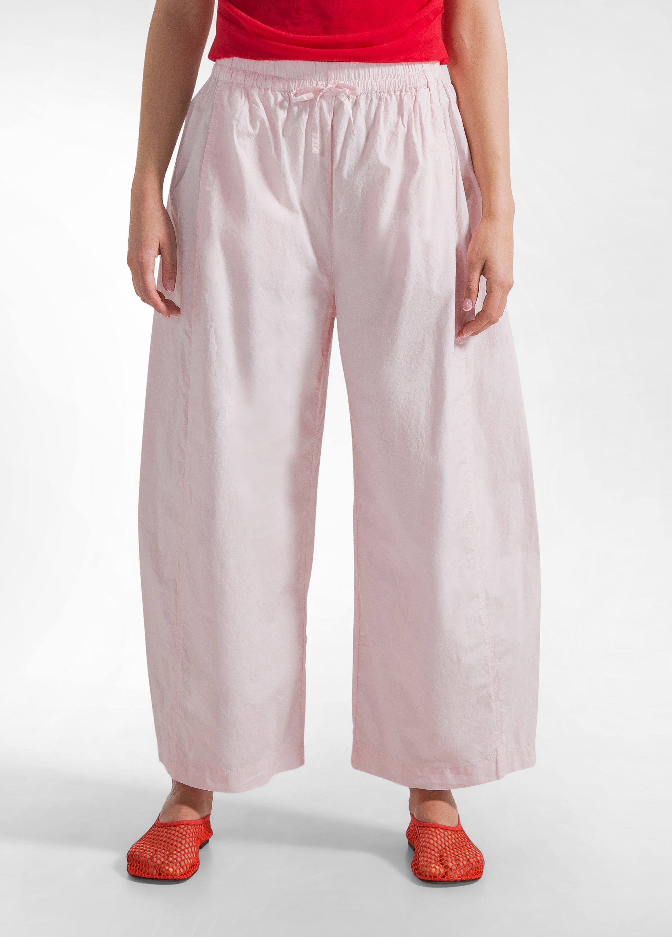 deha-pantaloni-baggy-in-popeline-effetto-parachute-rosa-d42715 image 2
