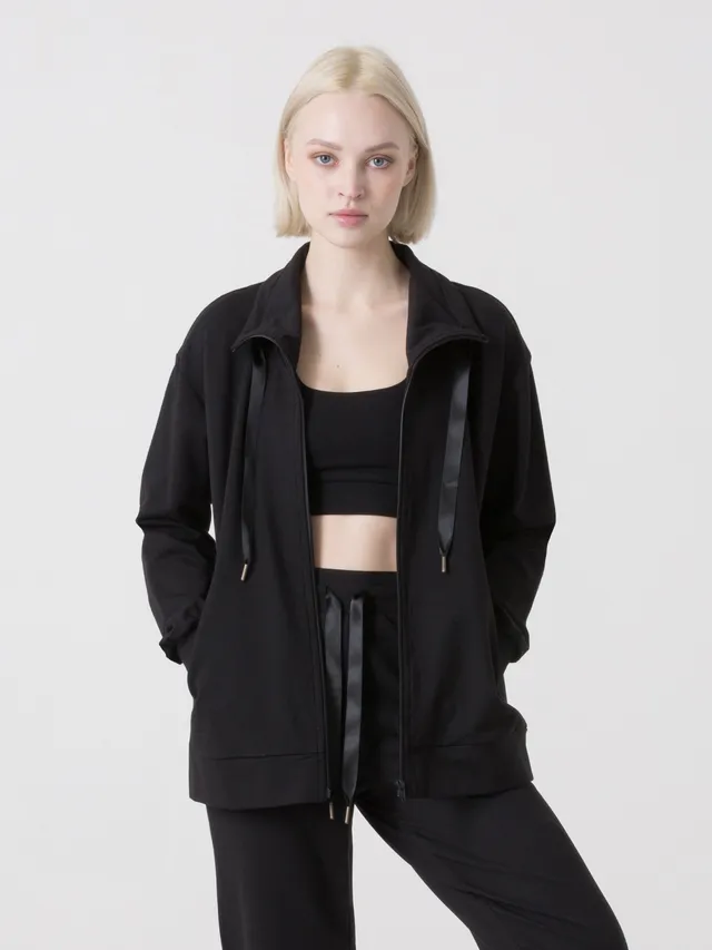 dimensione-danza-felpa-donna-full-zip-over-fit-in-modal-con-collo-alto image 1