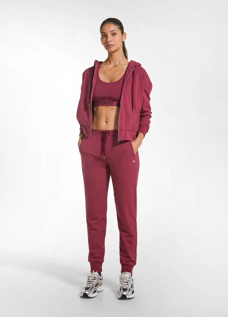 deha-pantalone-jogger-in-cotone-stretch-rosso image 1