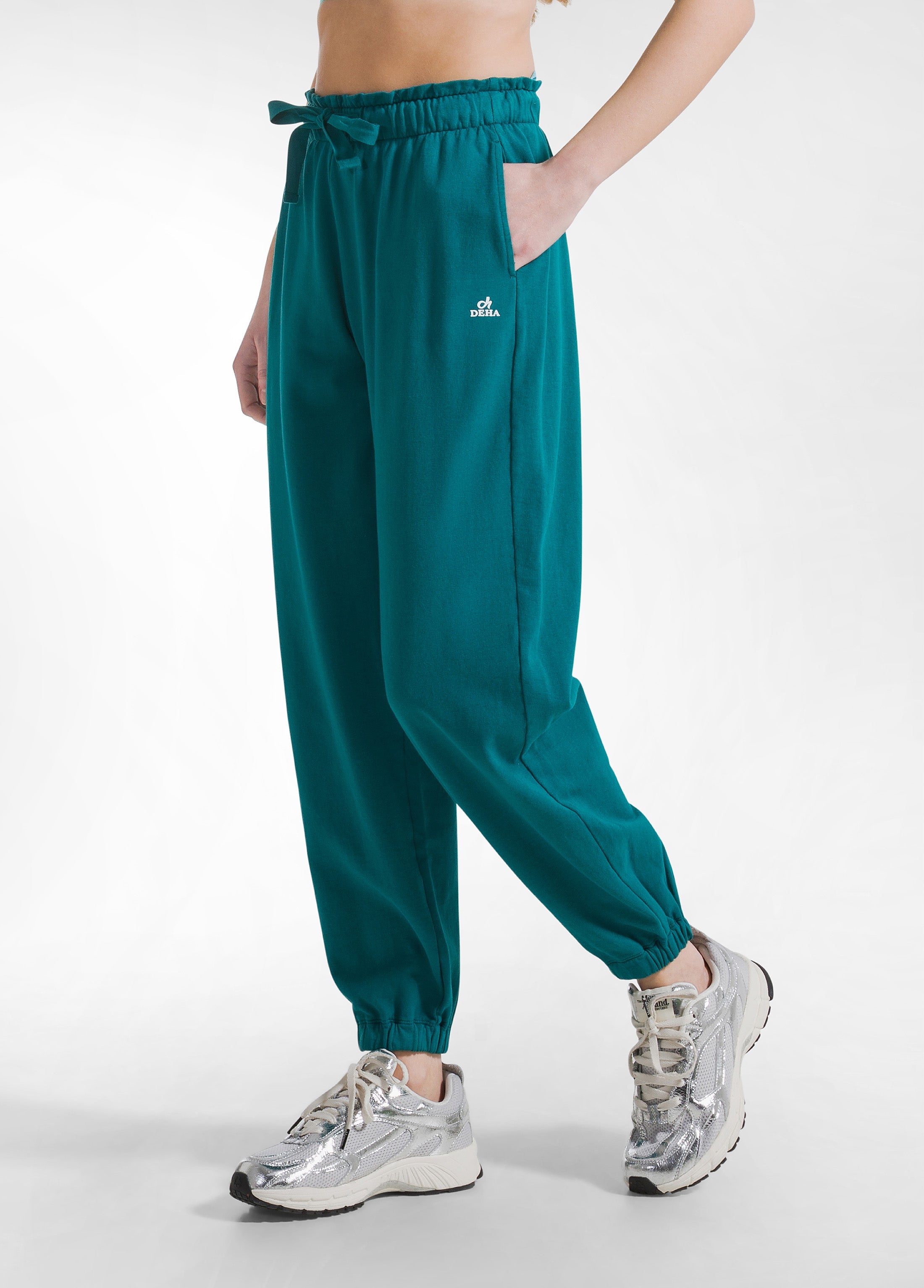 deha-d42145-pantaloni-in-cotone-morbido-verde-felpa-300g image 2