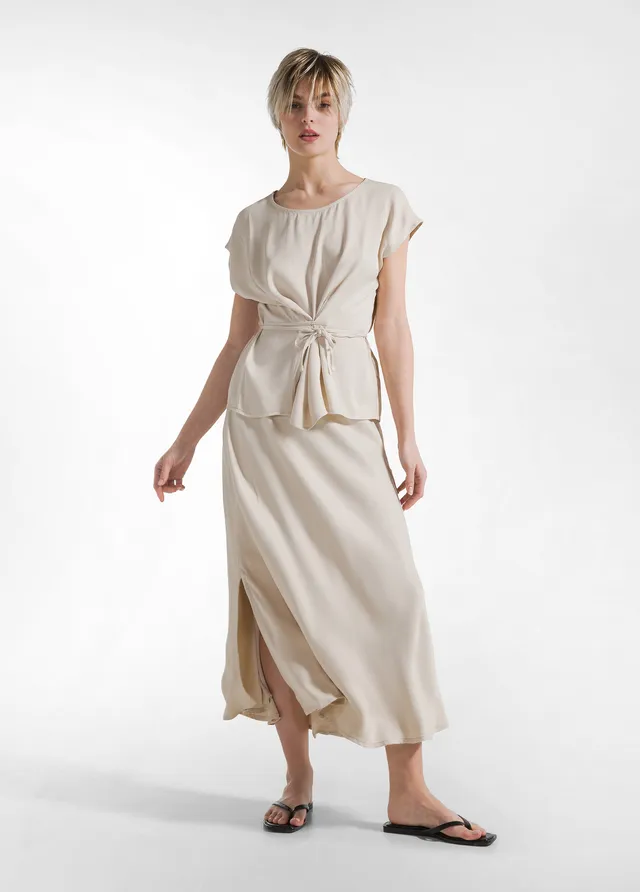 deha-gonna-lunga-in-raso-beige image 1