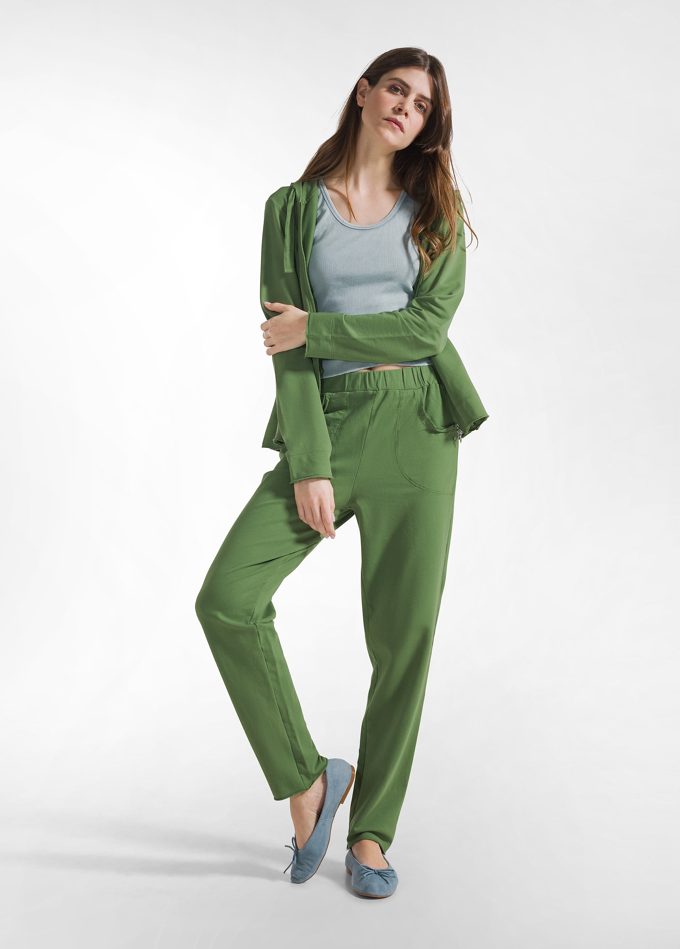 deha-felpa-donna-core-leggera-con-zip-e-cappuccio-verde image 4