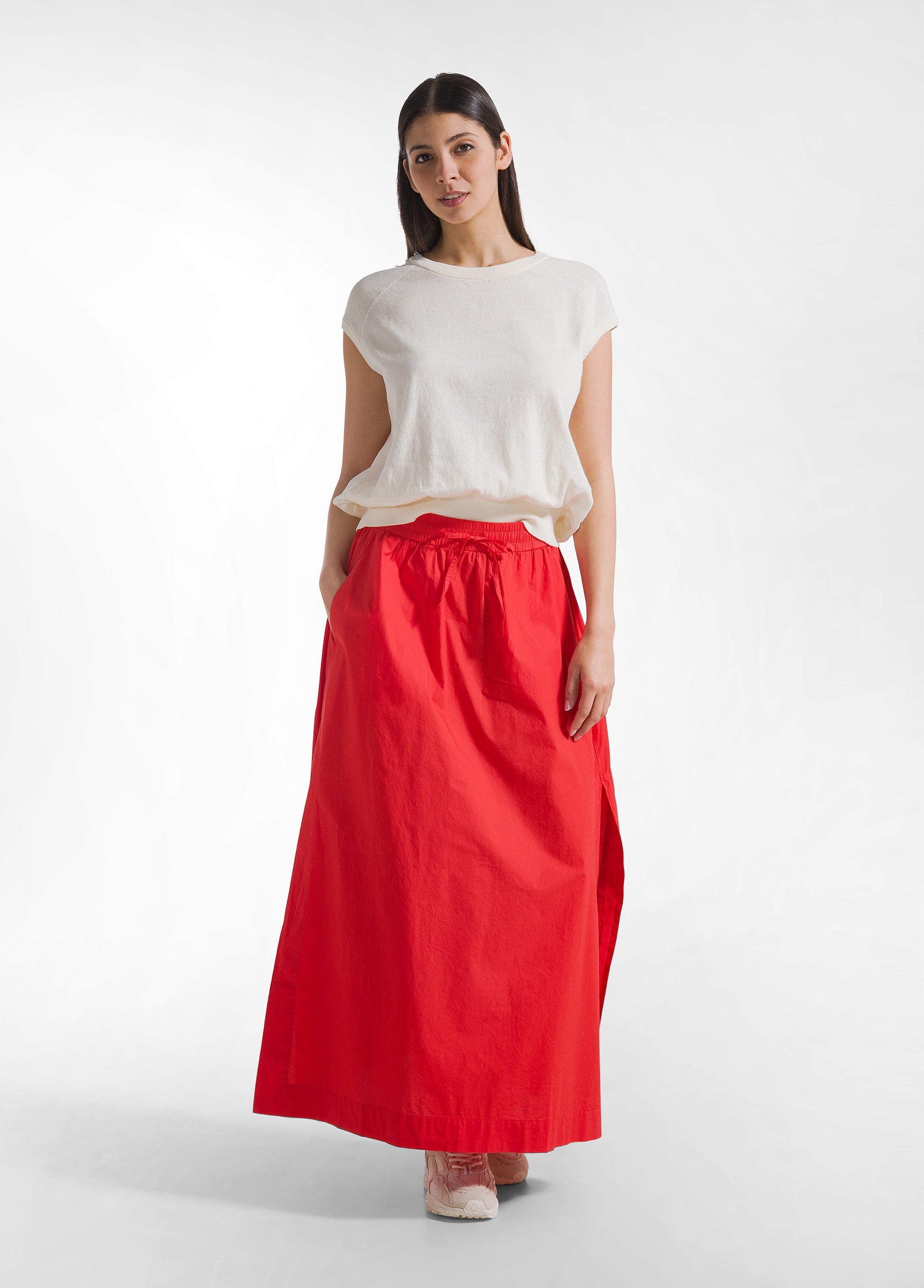 deha-top-in-seta-combinata-bianco-scollo-a-v-d42373 image 4