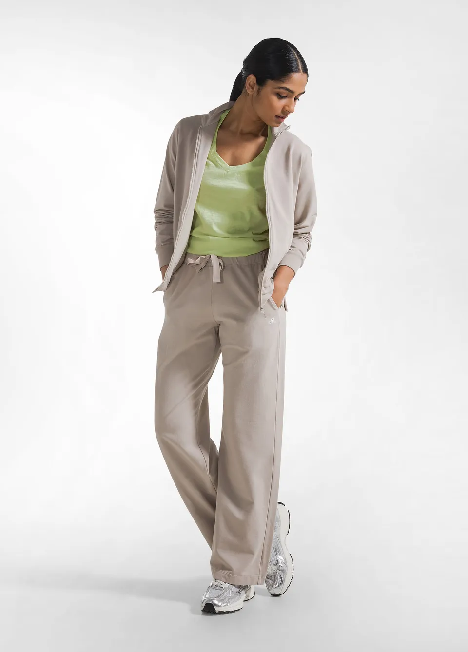 deha-pantalone-felpa-organica-beige-pantaloni-donna image 1