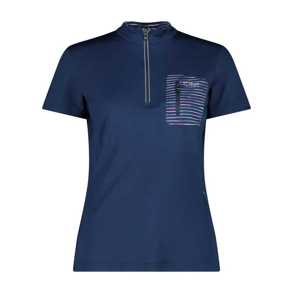 cmp-t-shirt-elasticizzata-da-bici-da-donna-con-mezza-zip image 1