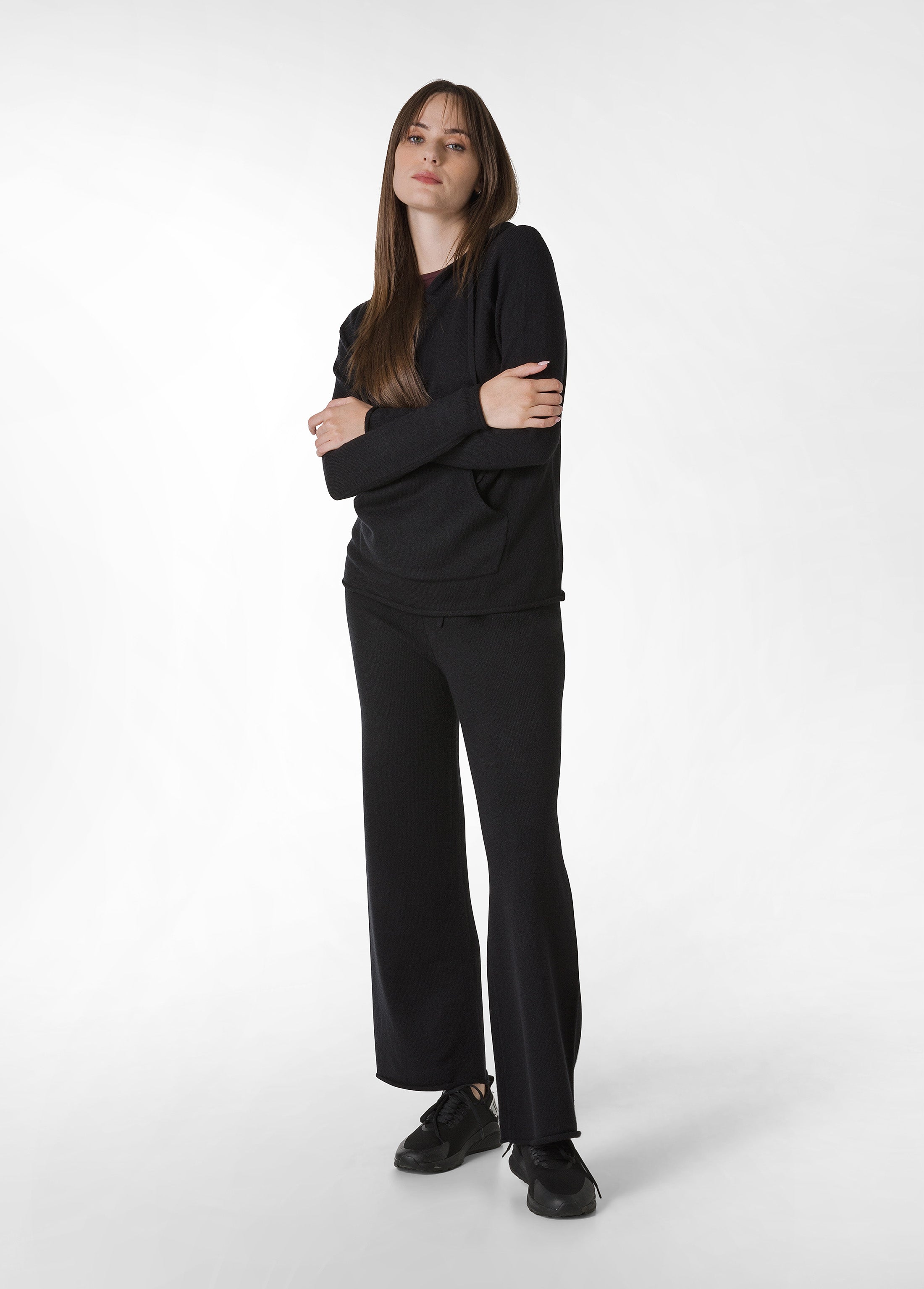 deha-pullover-con-cappuccio-nero-in-misto-viscosa image 4
