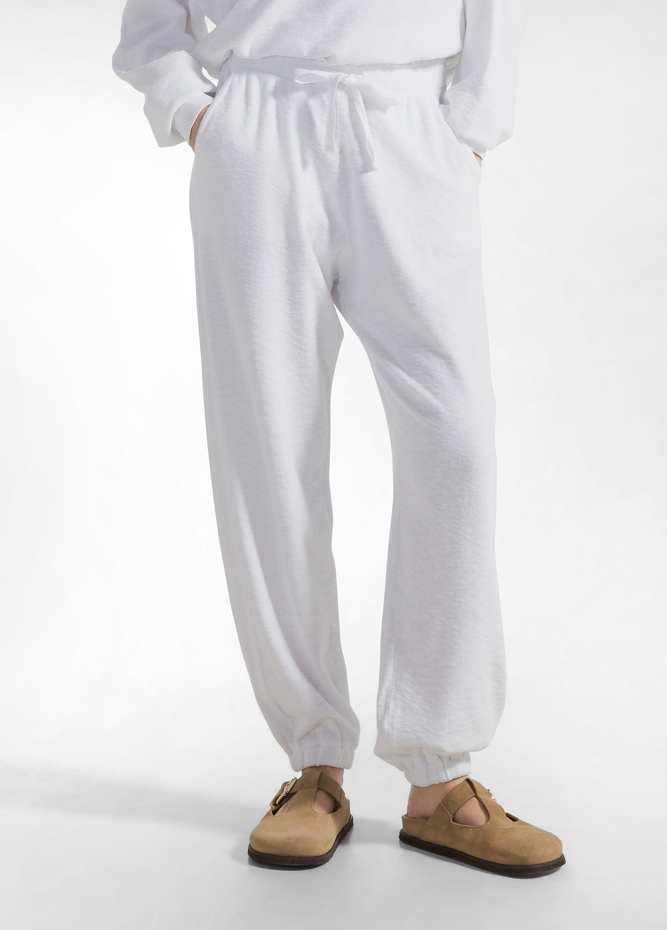 deha-pantaloni-jogger-in-spugna-bianco-a00436-in-cotone image 2