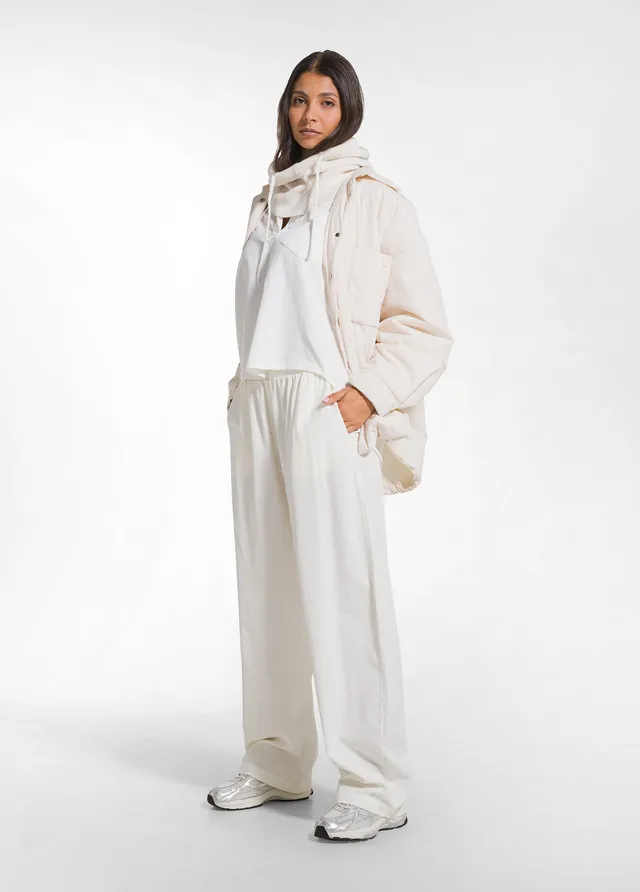 deha-pantalone-morbido-in-velluto-mille-righe-bianco image 1