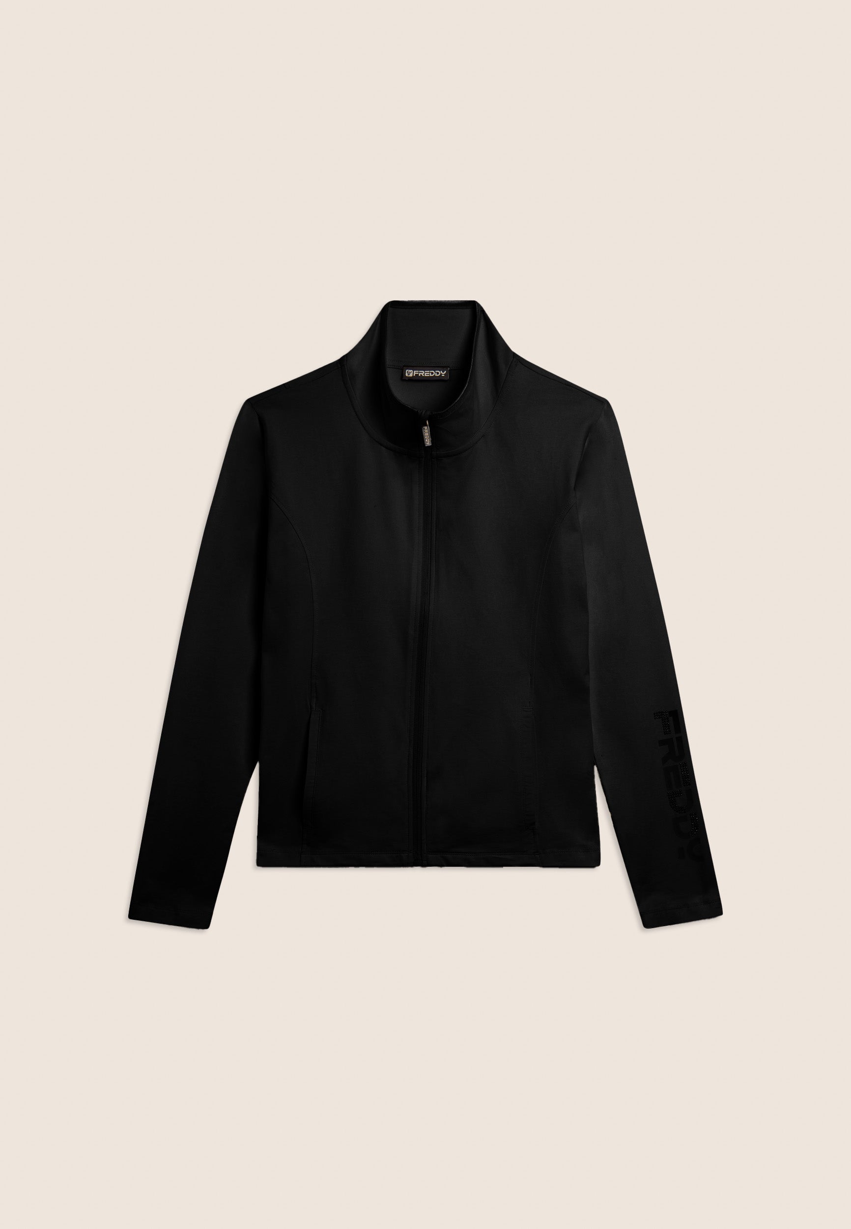 freddy-felpa-donna-con-zip-e-collo-alto-logo-freddy-sulla-manica image 5