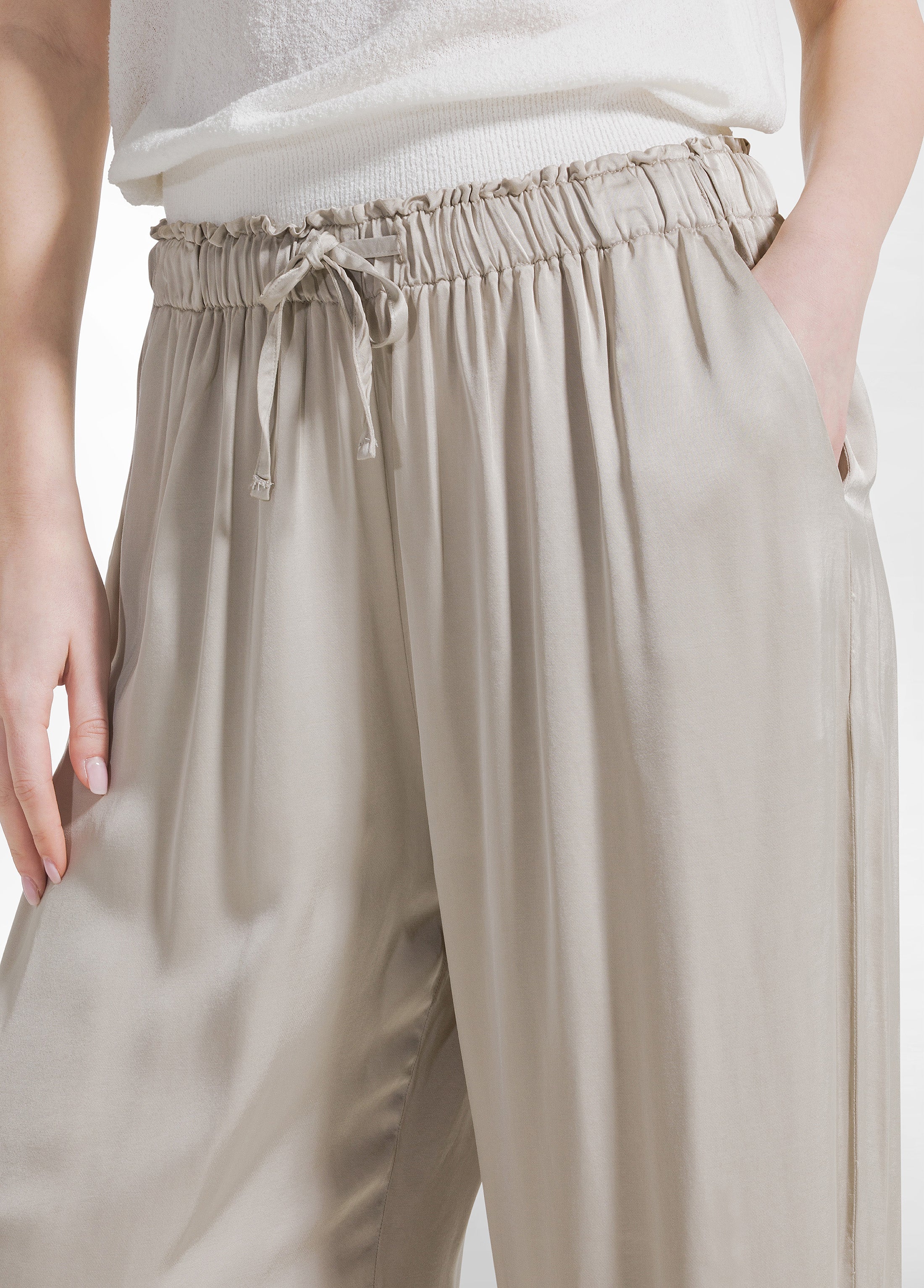 deha-pantaloni-palazzo-in-satin-di-viscosa-beige image 4