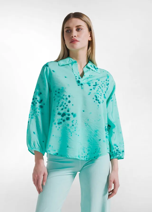 deha-camicia-in-viscosa-crinkle-stampata-blu image 1