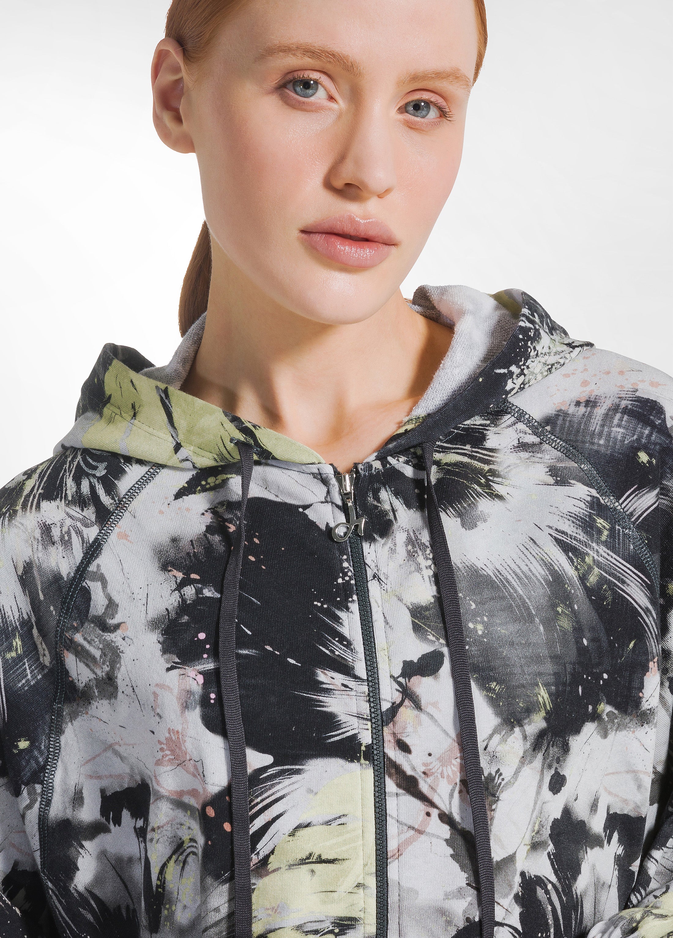 deha-felpa-flower-grigio-con-cappuccio-e-zip image 3