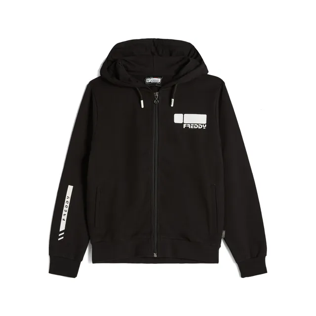 freddy-felpa-full-zip-con-cappuccio-e-stampe-a-contrasto image 1