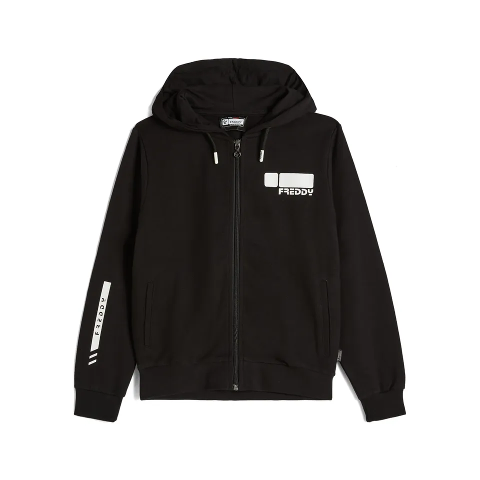 freddy-felpa-full-zip-con-cappuccio-e-stampe-a-contrasto image 1