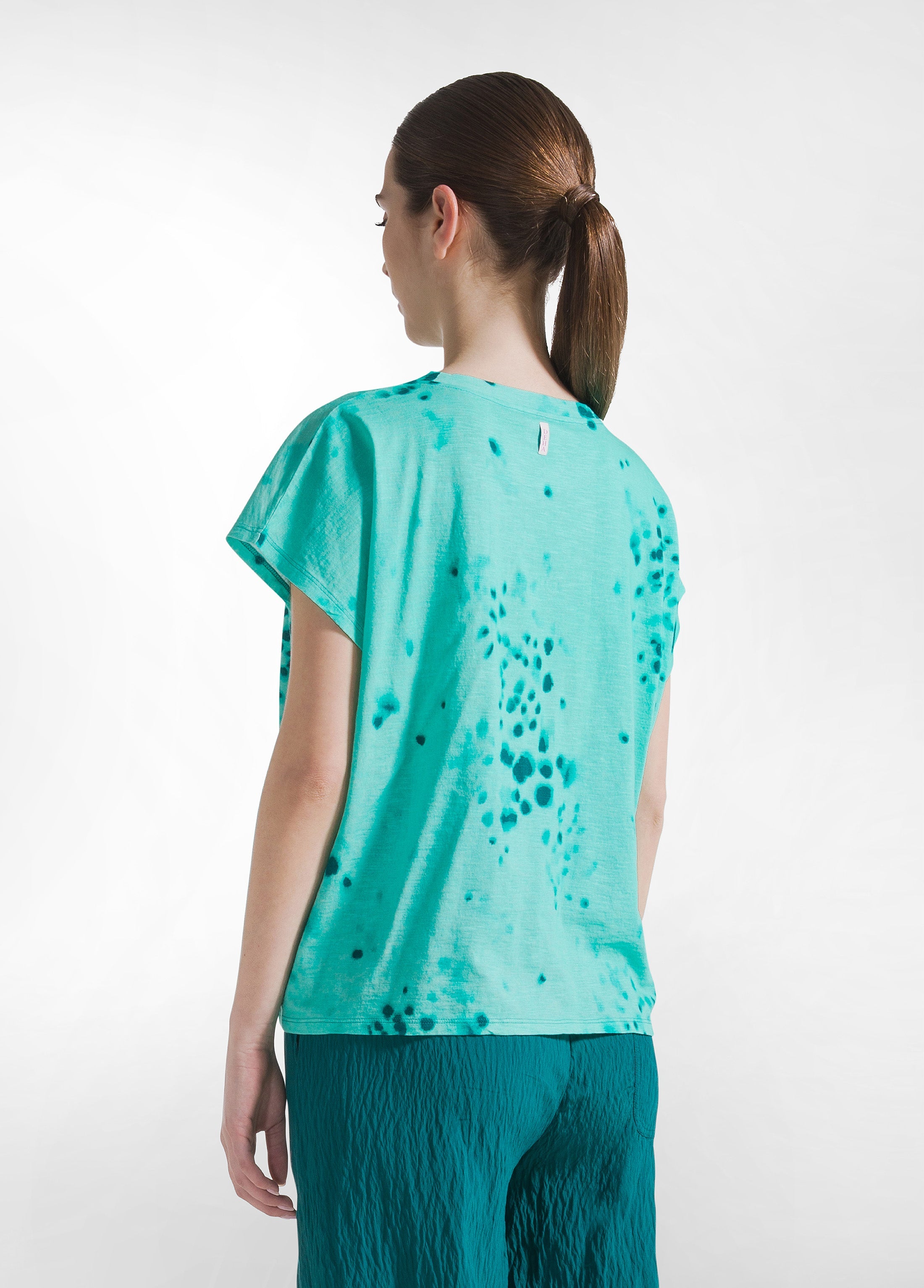 deha-t-shirt-in-cotone-fiammato-all-over-blu image 2