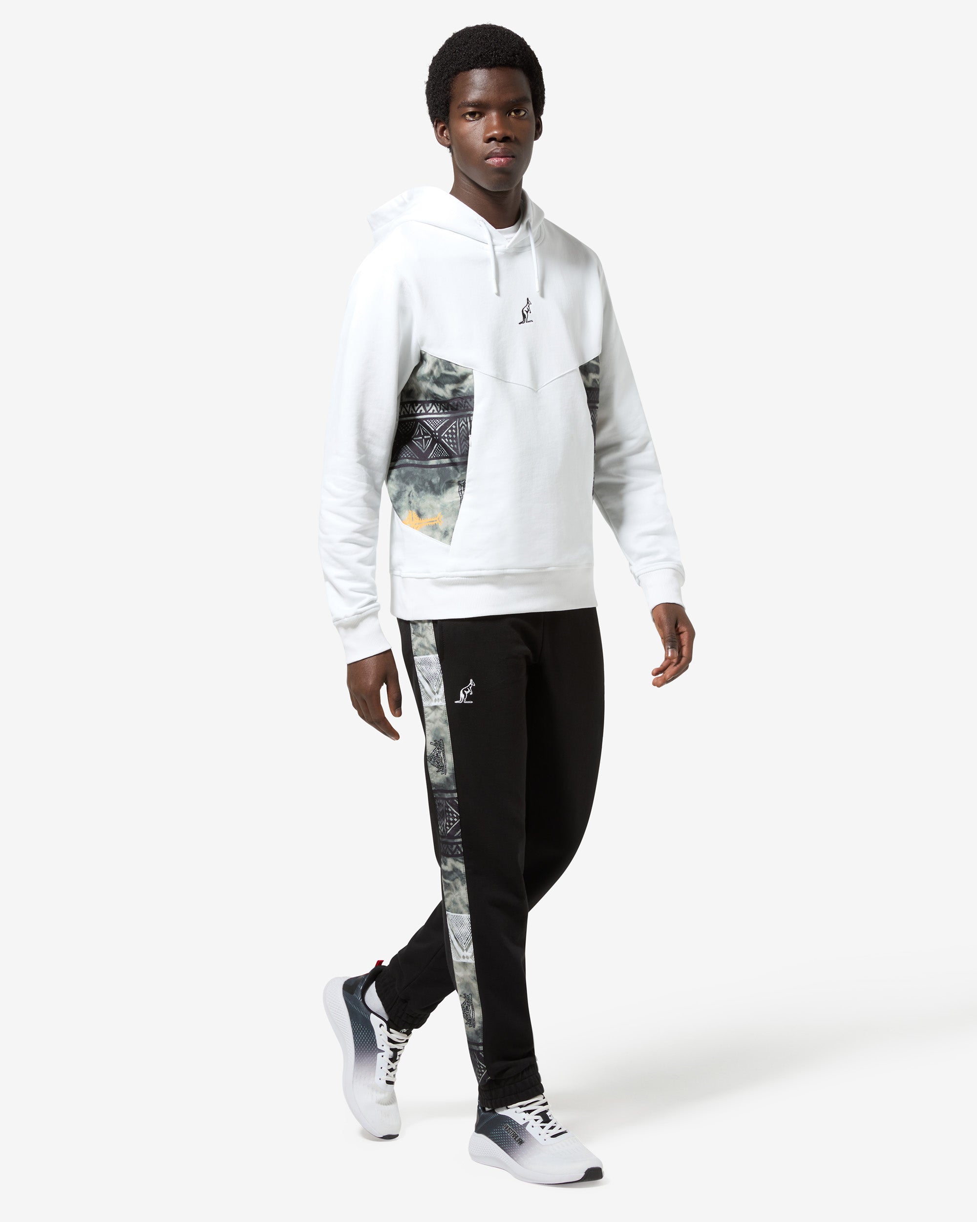 australian-ethnic-hoodie-felpa-cotone-con-cappuccio-bianca image 2