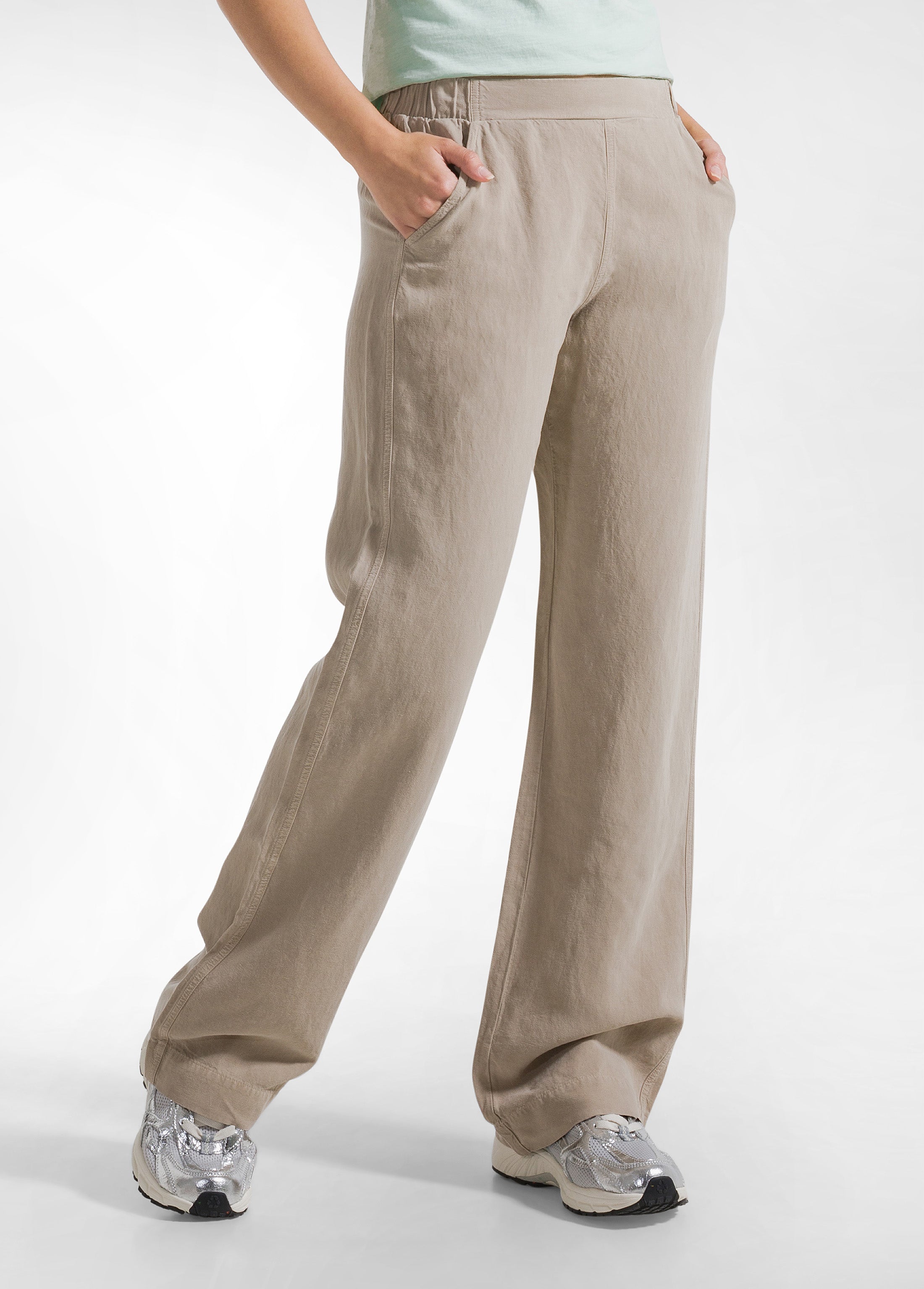 deha-completo-bomber-in-lino-con-maniche-satin-e-pantaloni-dritti-beige image 6