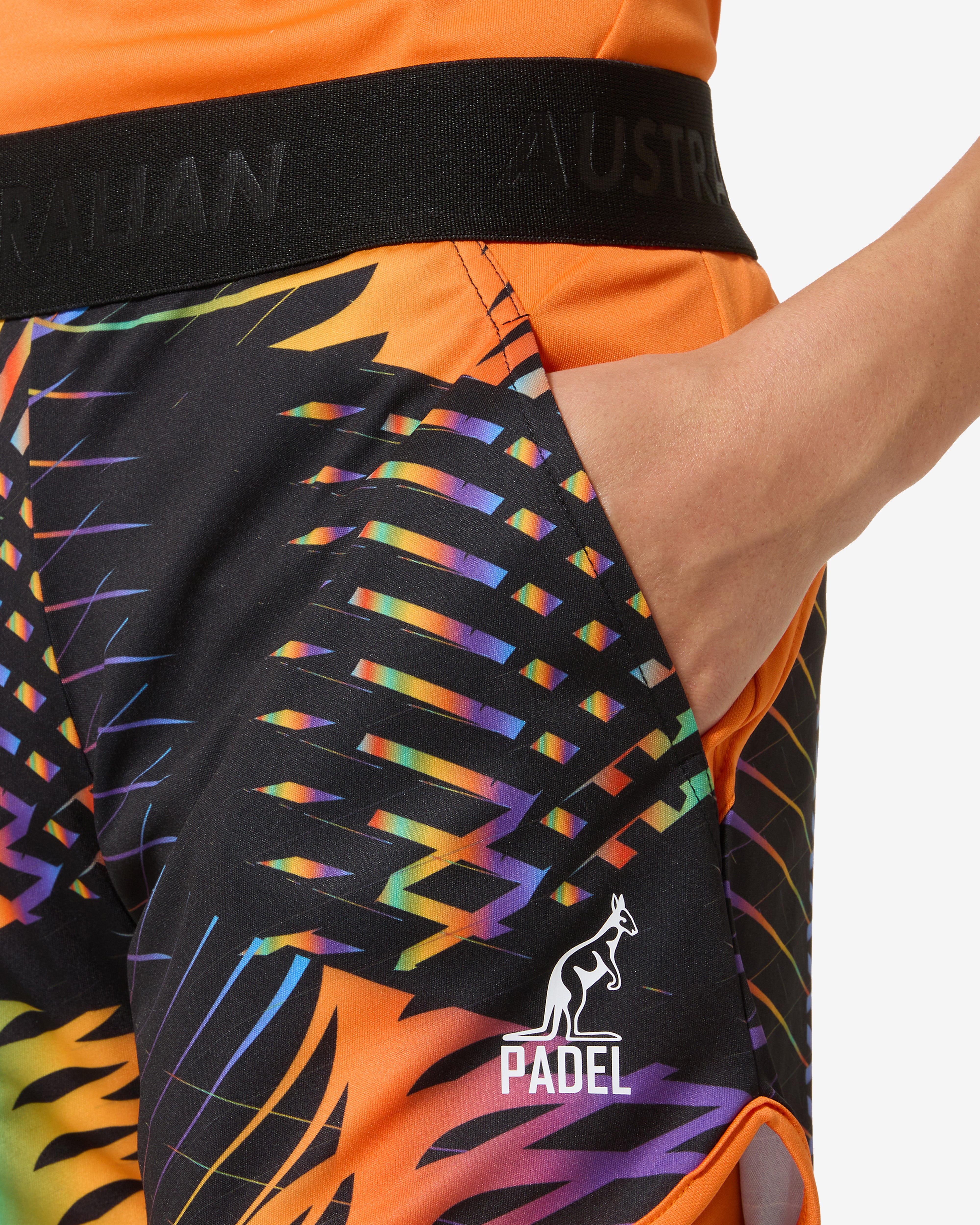 australian-chaos-short-ace-padel-arancio-acceso-con-sottopantaloncino-made-in-it image 4