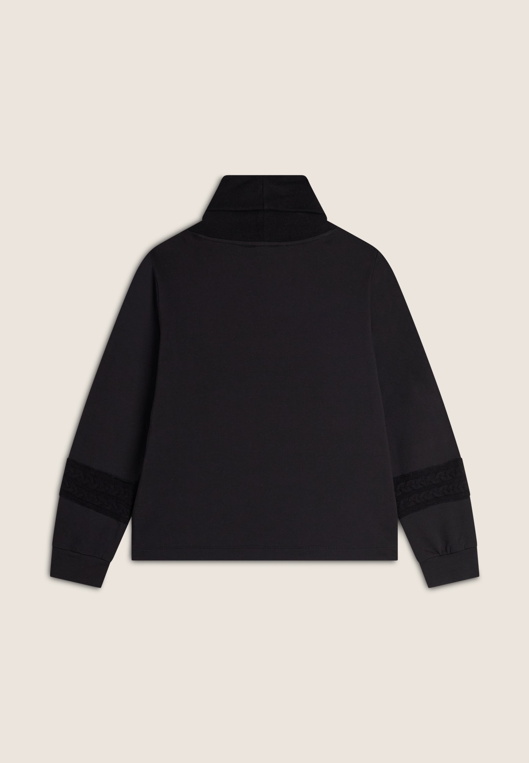freddy-felpa-collo-alto-a-coste-con-inserti-tricot-a-trecce image 7