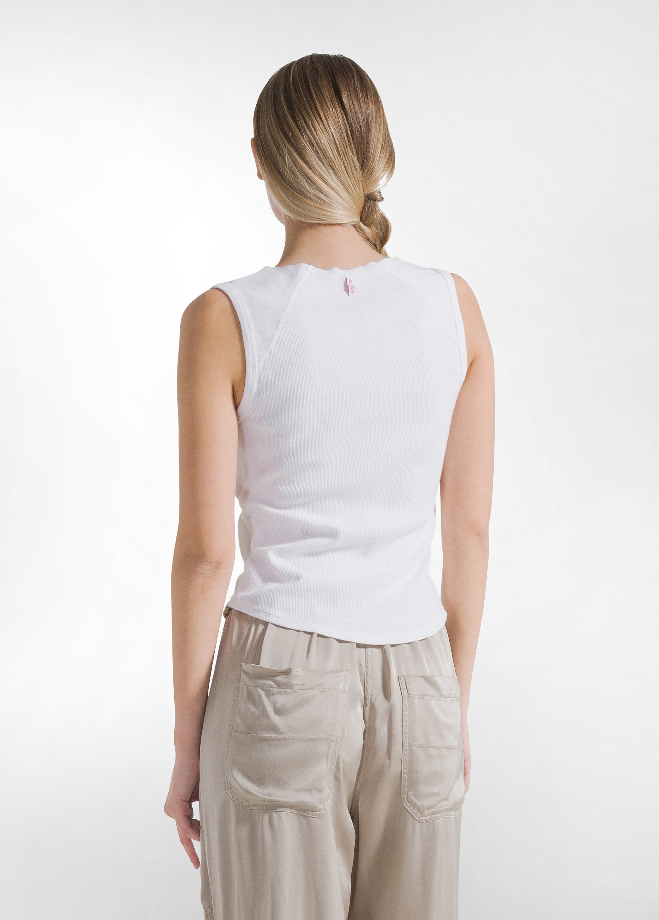 deha-canotta-a-costine-bianco-rib-jersey-cotone image 2