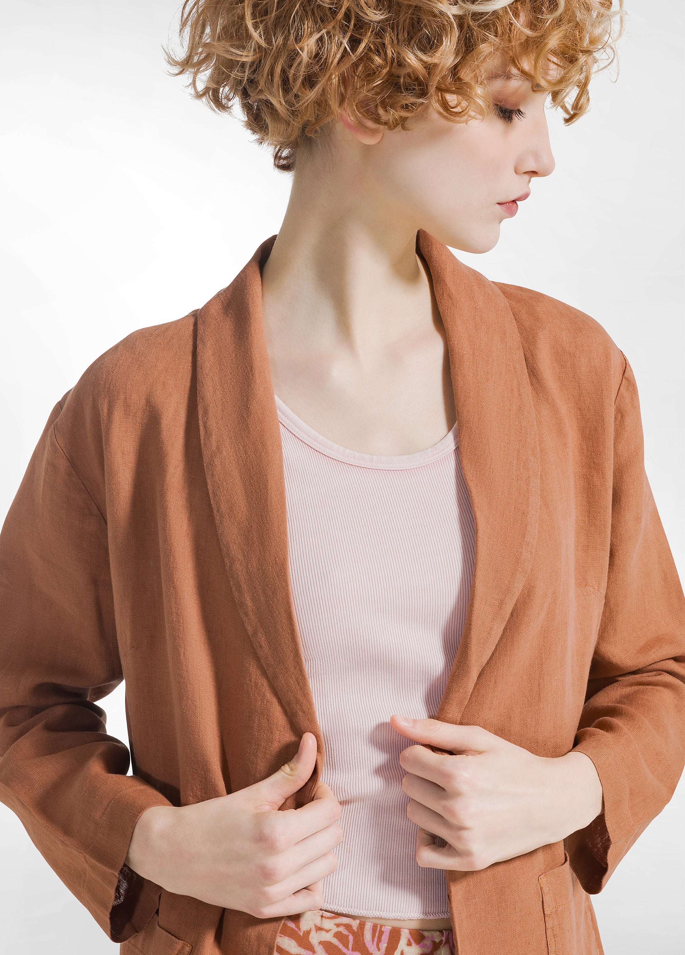 deha-blazer-in-lino-marrone-destrutturato image 3