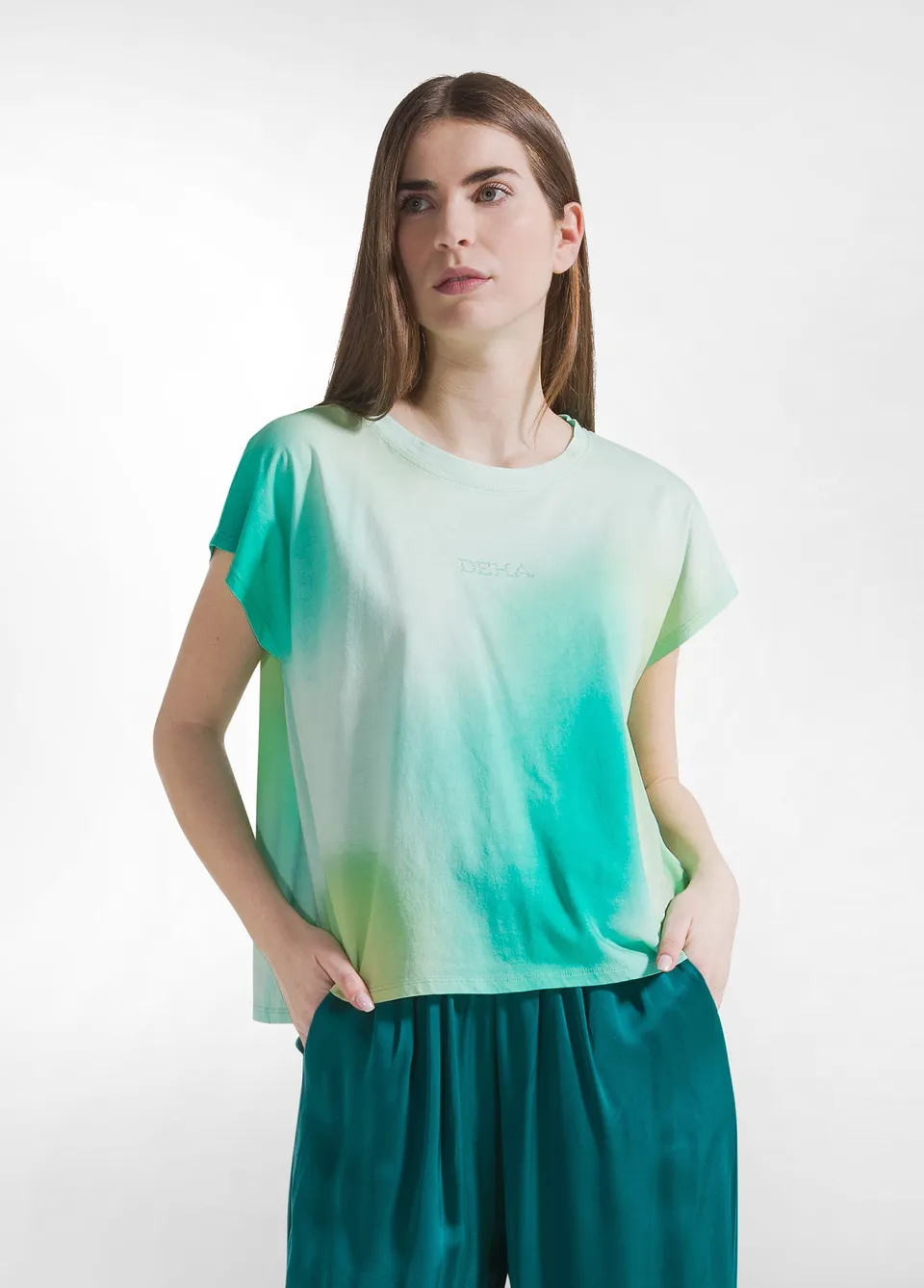 deha-t-shirt-oversize-in-cotone-organico-all-over-blu image 1