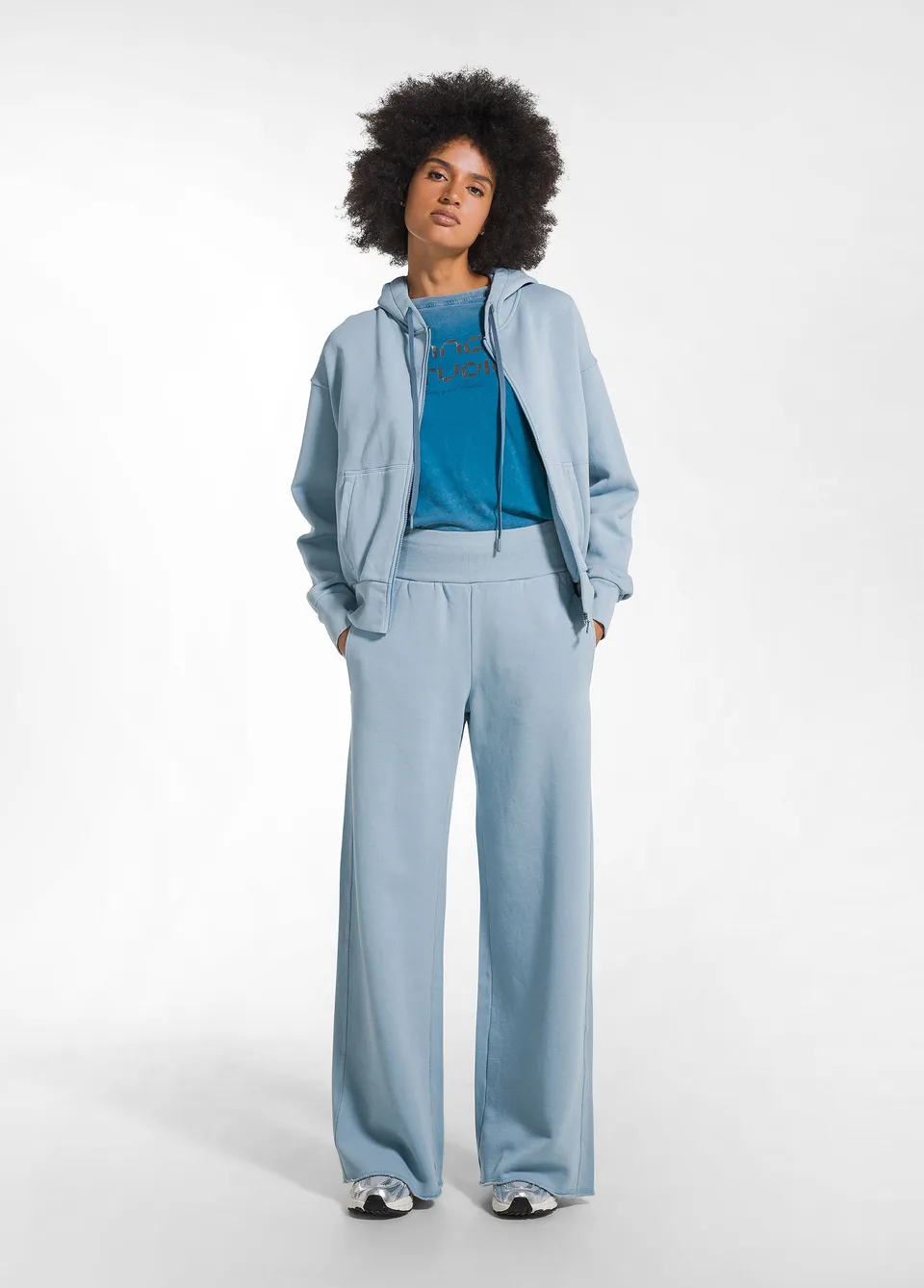 deha-pantaloni-palazzo-d52148-in-cotone-organico-blu image 1
