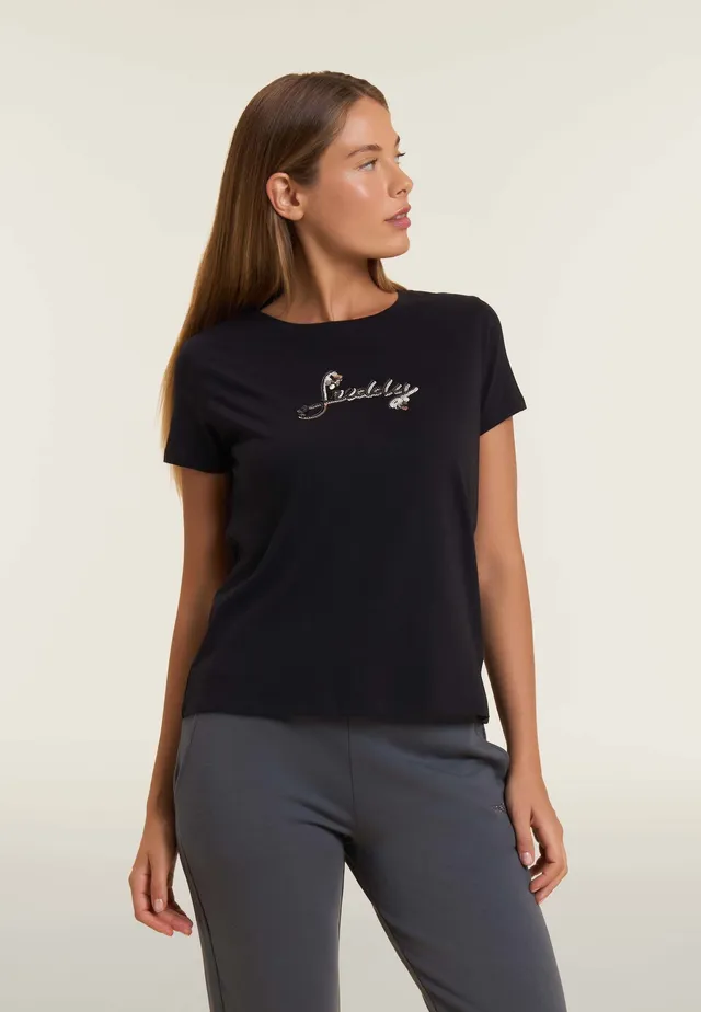 freddy-t-shirt-cotone-supima-logo-paillettes-bicolore image 1
