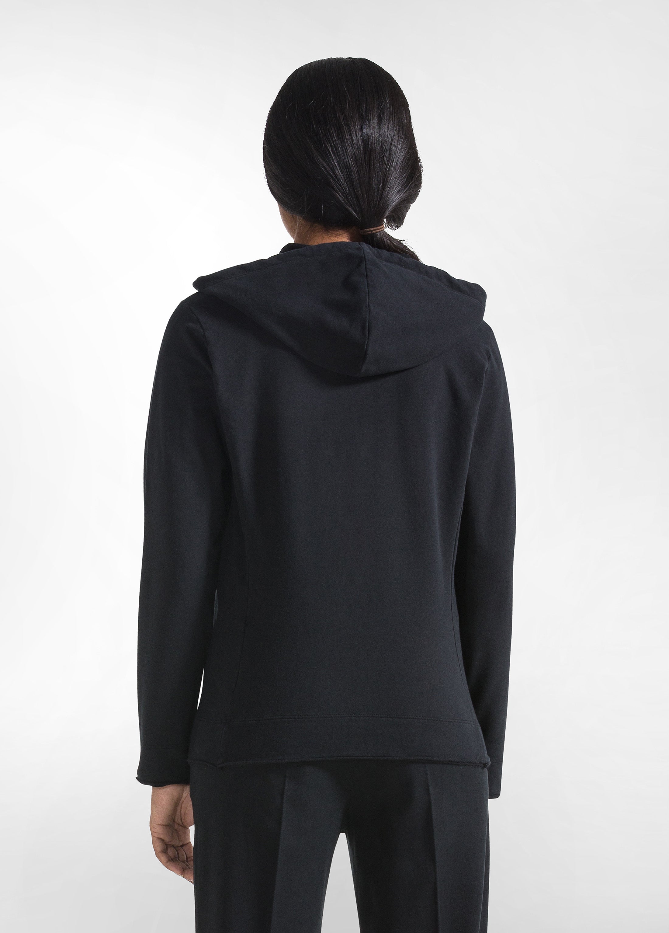 deha-felpa-con-zip-e-cappuccio-in-cotone-stretch-nero image 2