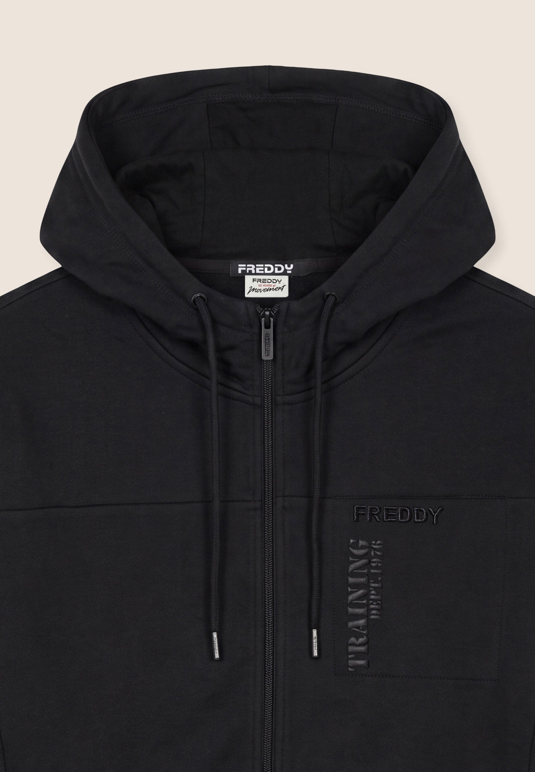 freddy-felpa-sportiva-uomo-regular-fit-con-zip-e-cappuccio-garzata image 3