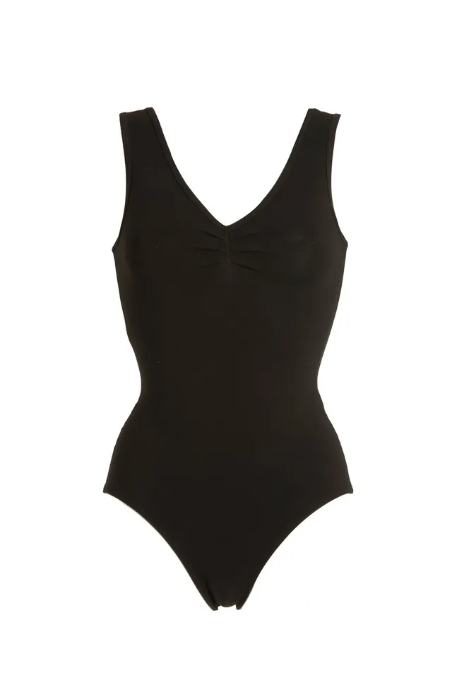 deha-body-canotta-t02002-scollo-a-v-marrone-body-danza-donna image 1