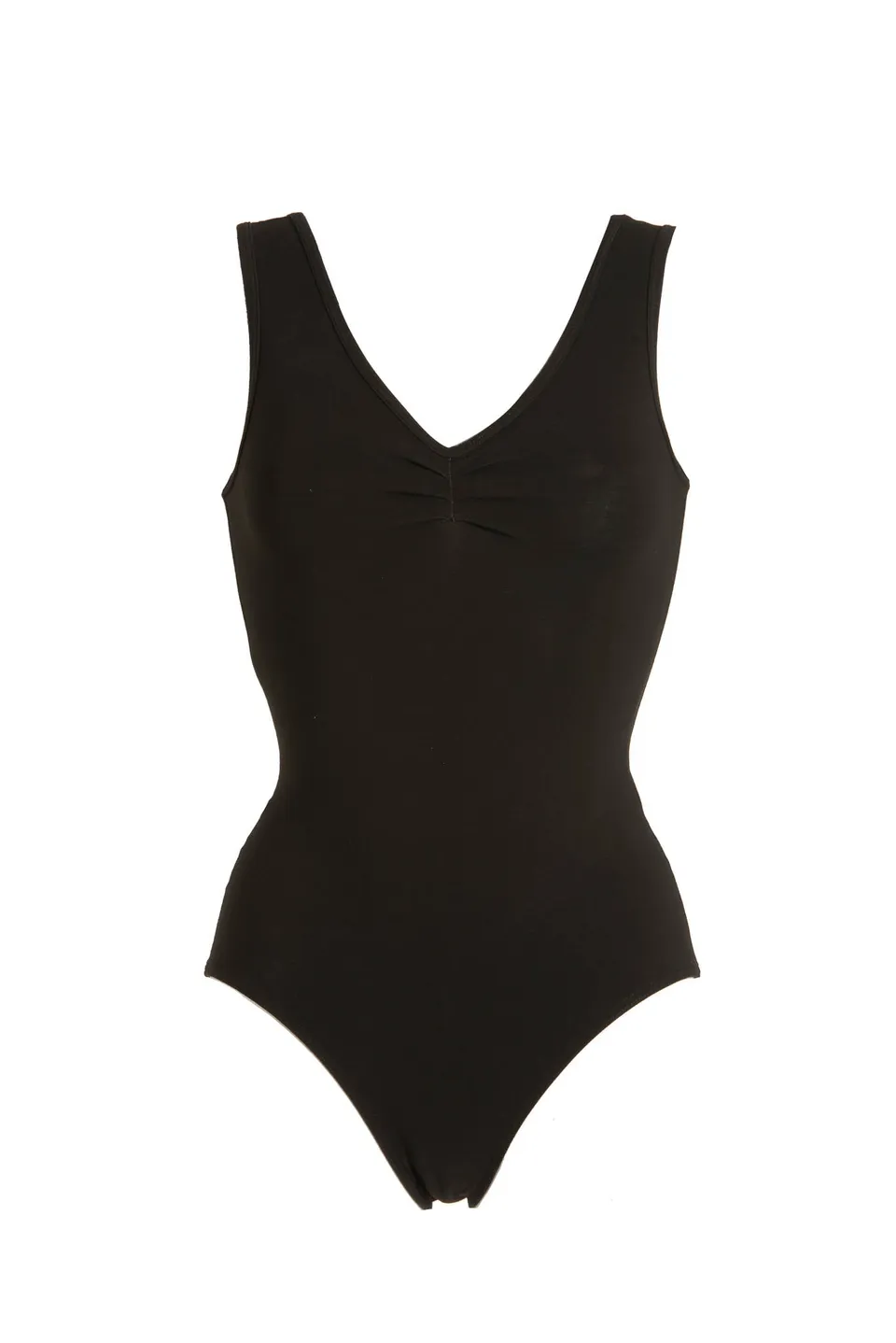 deha-body-canotta-t02002-scollo-a-v-marrone-body-danza-donna image 1