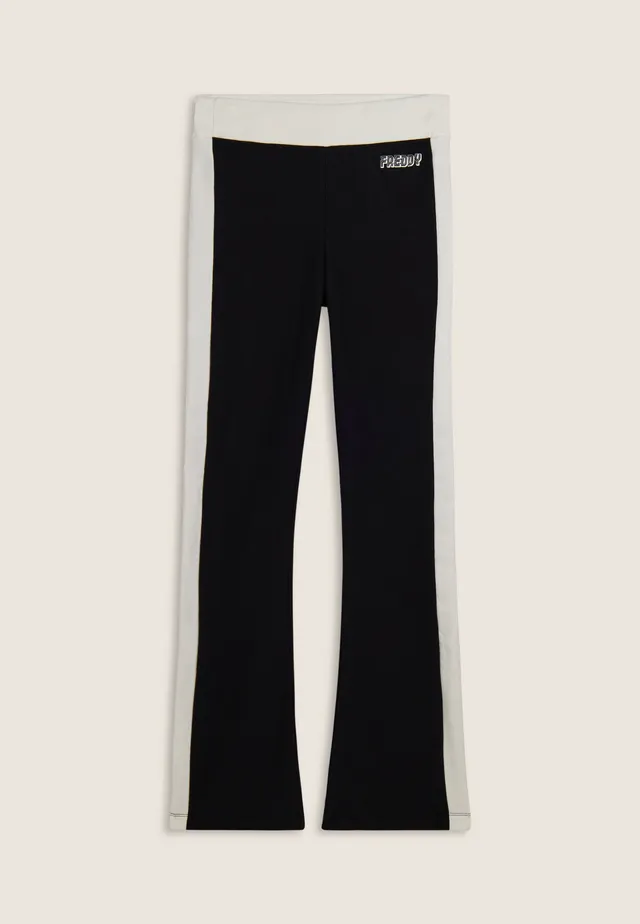 freddy-pantaloni-slim-flare-in-felpa-donna-con-bande-laterali image 1