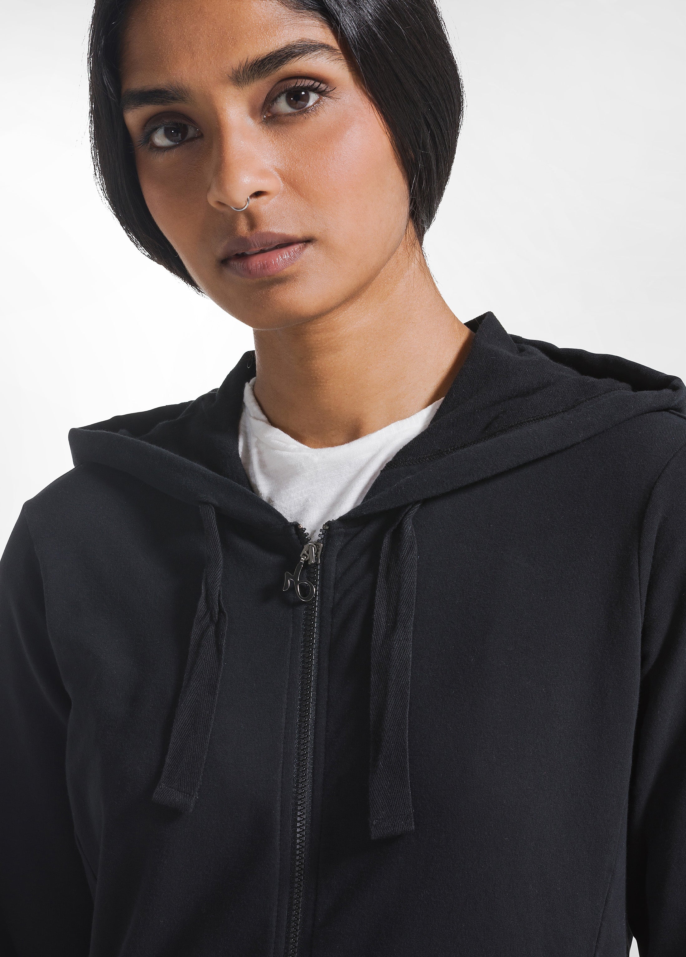 deha-felpa-con-zip-e-cappuccio-in-cotone-stretch-nero image 5