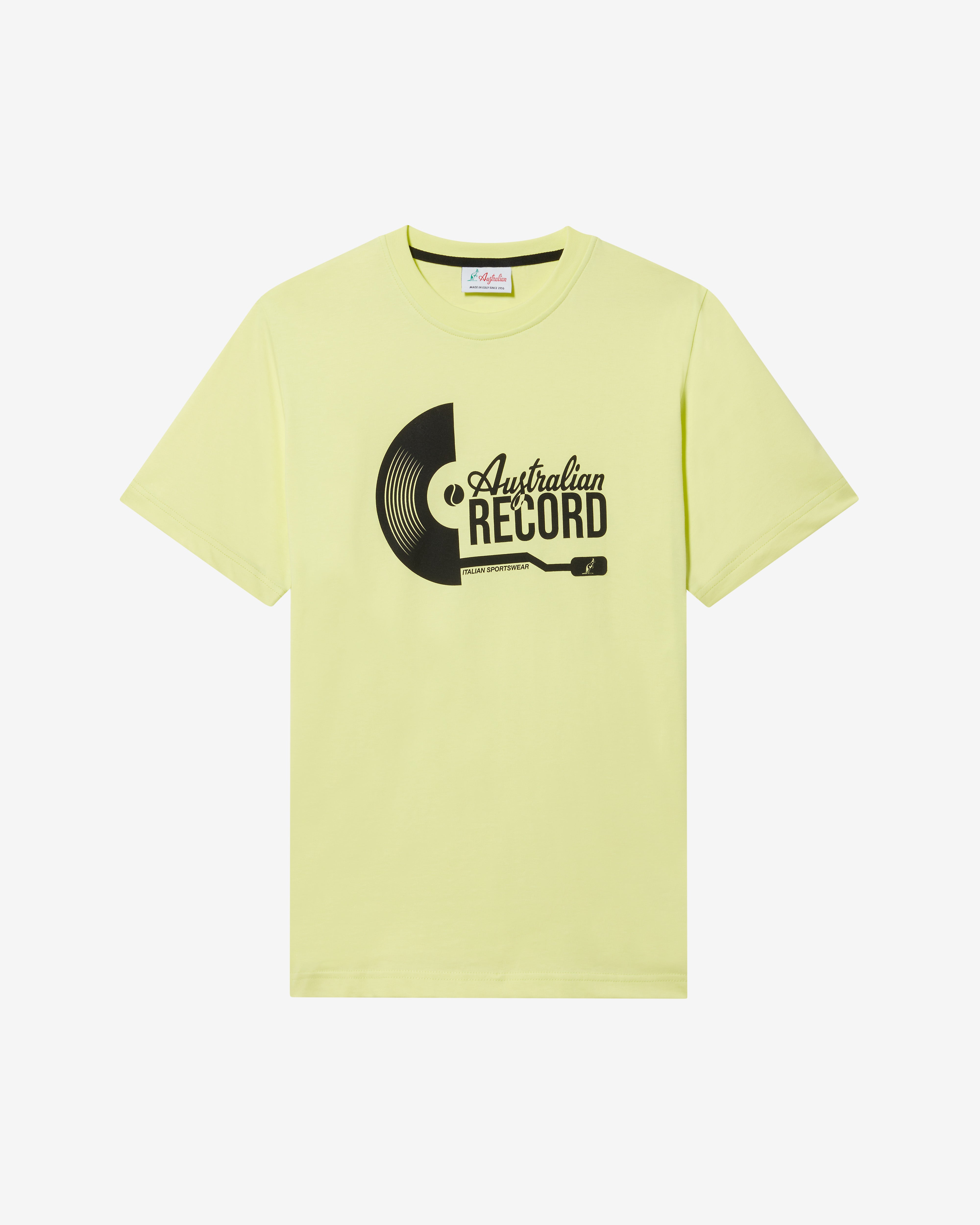 australian-record-t-shirt-t-shirt-cotone-lime-stampa-petto image 4