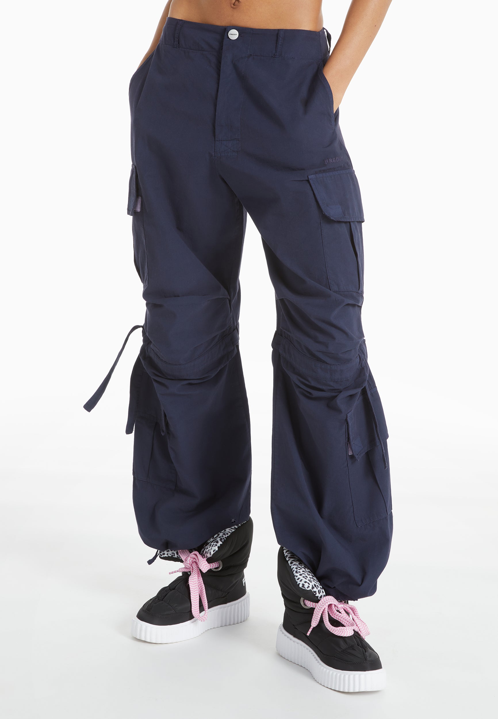 freddy-pantaloni-cargo-in-popeline-di-cotone-con-doppie-tasche image 1