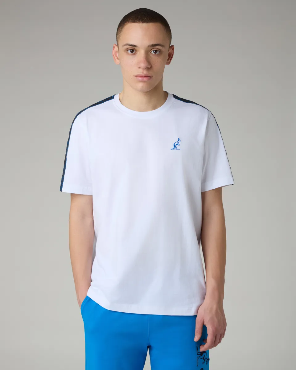 australian-blue-tape-t-shirt-maglia-cotone-bianco-banda-spalle image 1