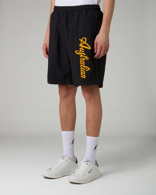australian-embroidery-logo-short-pantaloncino-nero-retr image 1